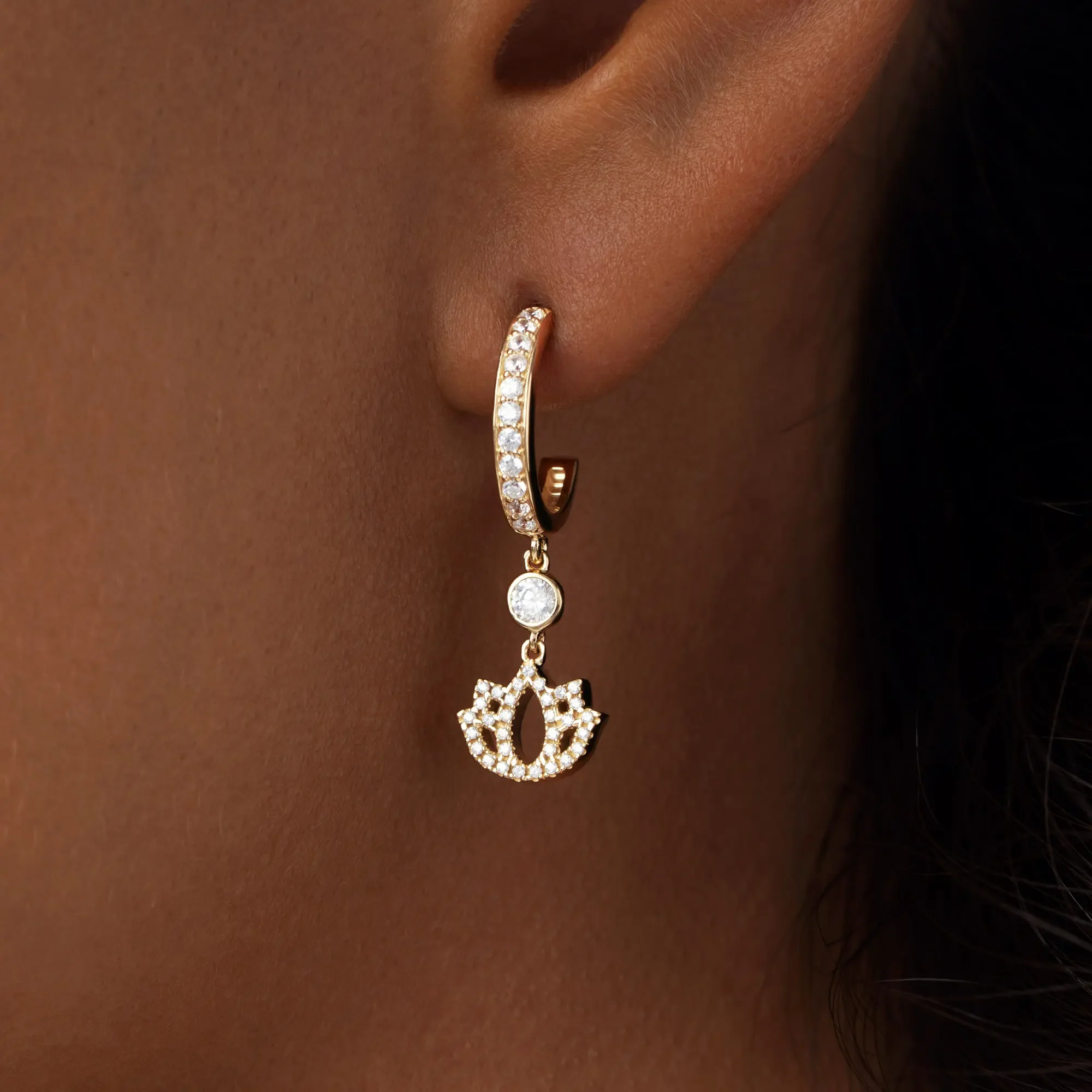 Sacred Bloom Lotus Dangle Earrings - Image 2