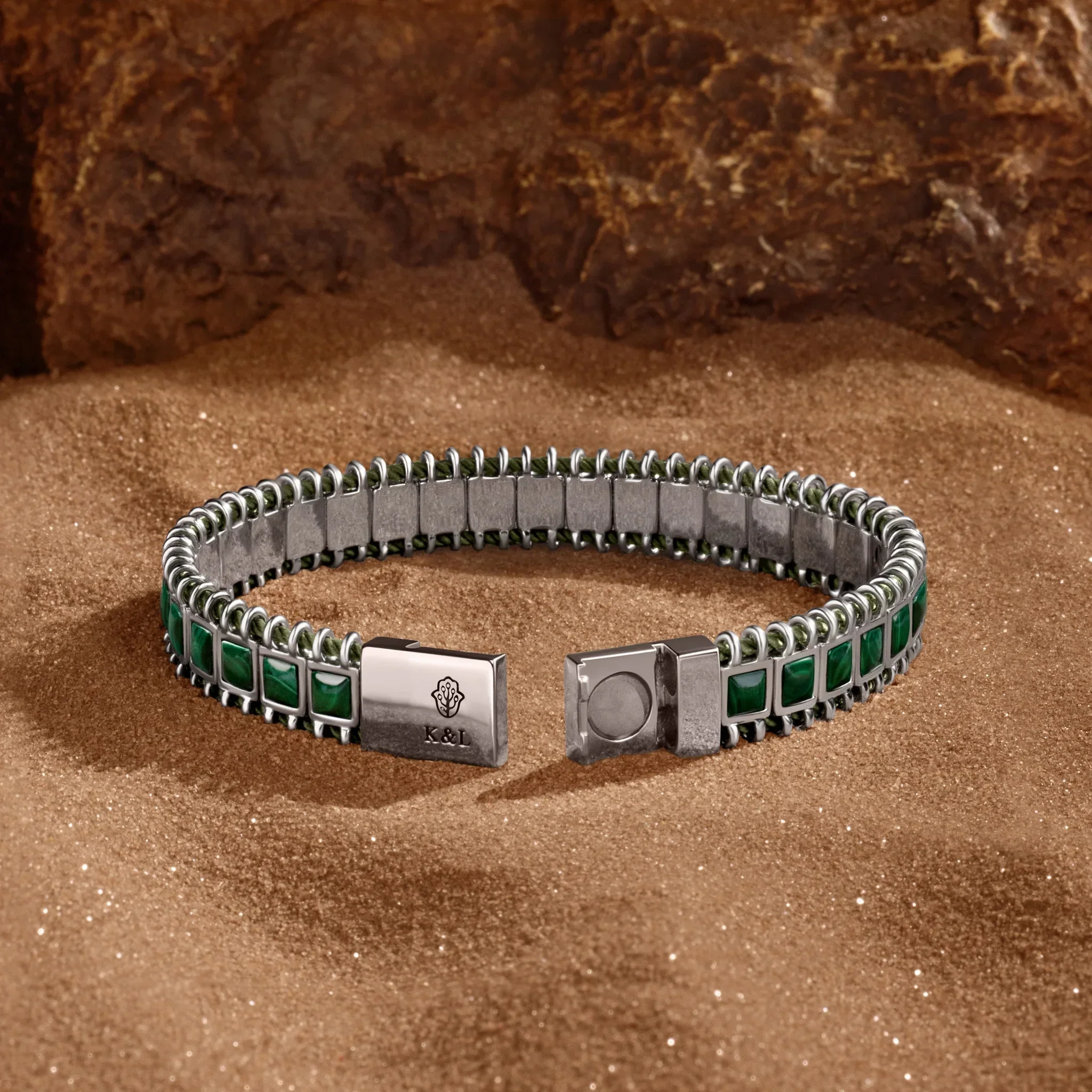 Sacred Grounding Magnetic Green String Bracelet - Image 3