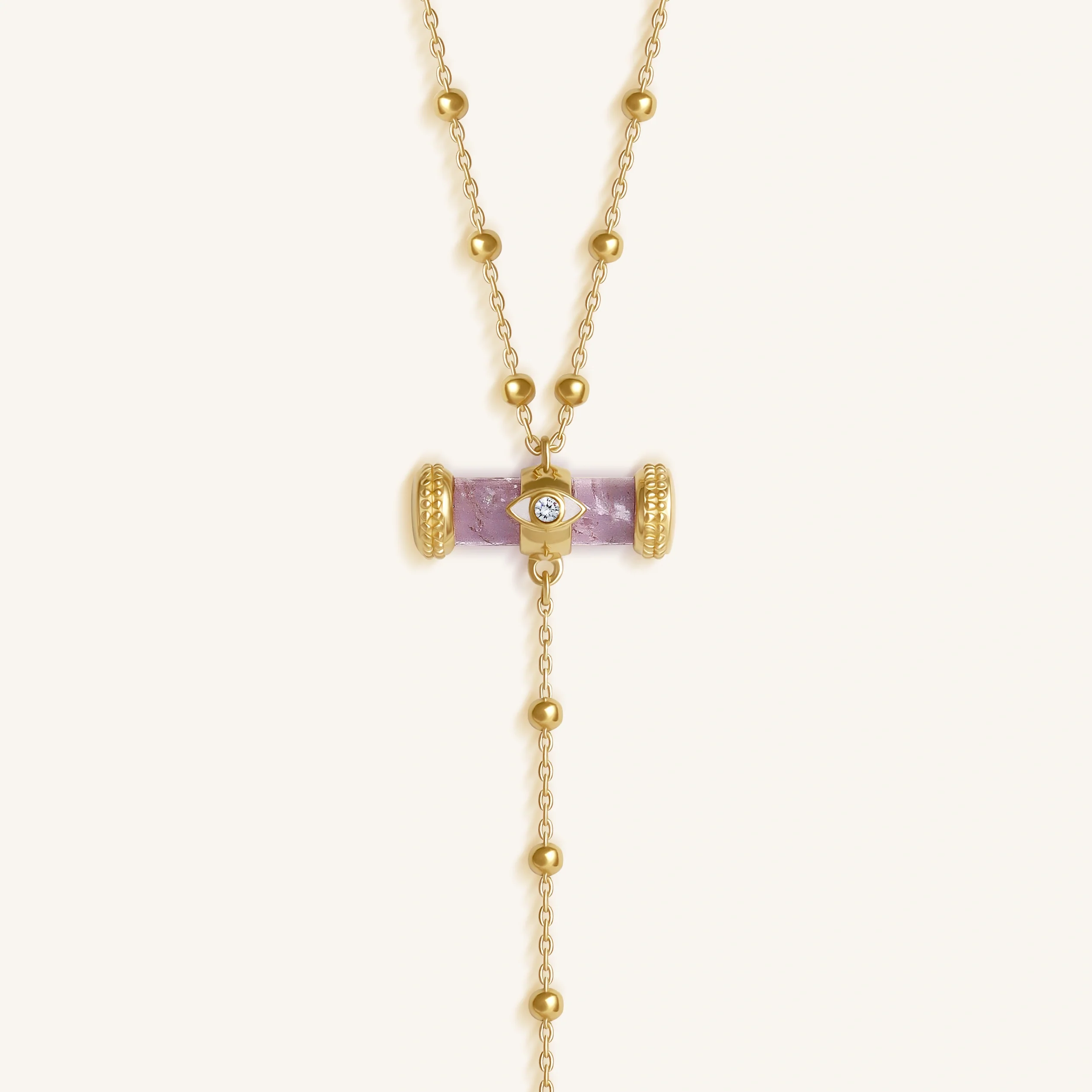 Sacred Remedy Gold Amethyst Evil Eye Necklace - Image 3