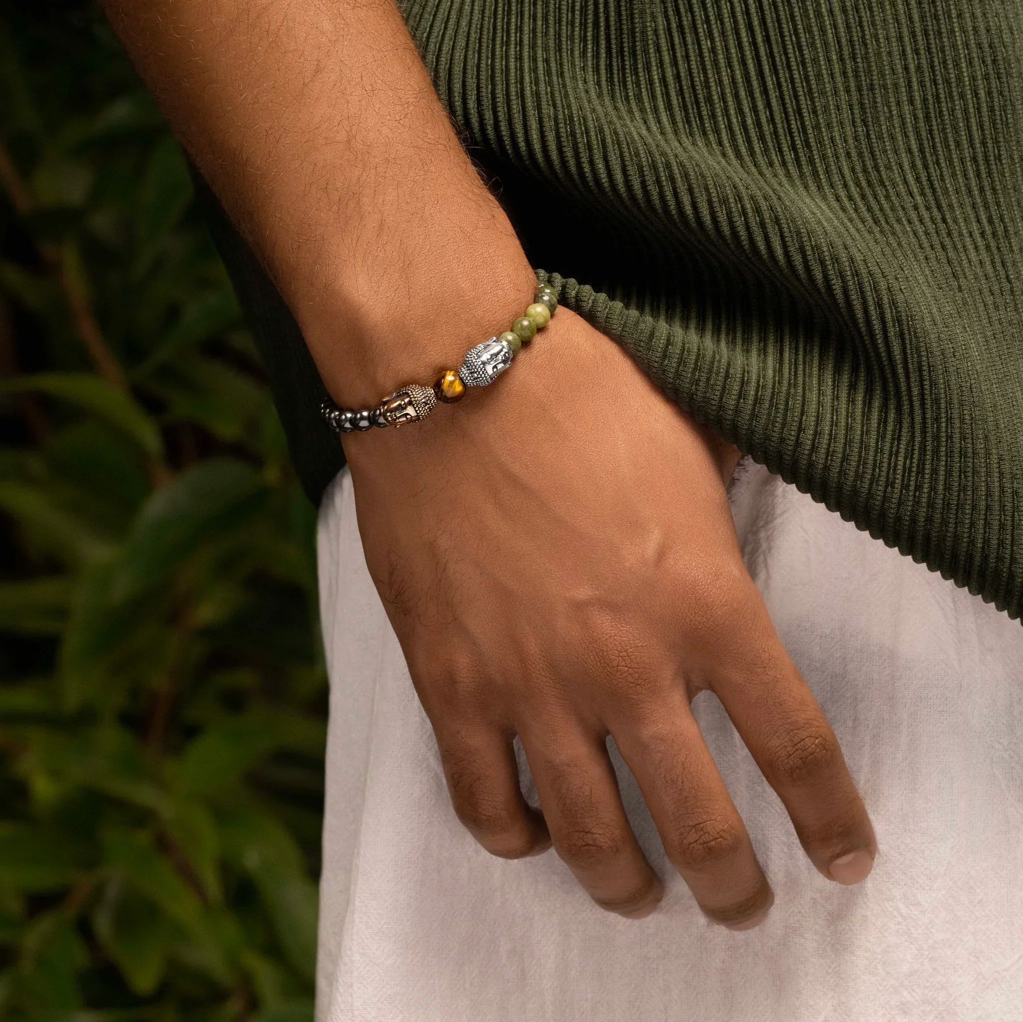 Serene Existence Jade Hematite Buddha Bracelet - Image 2