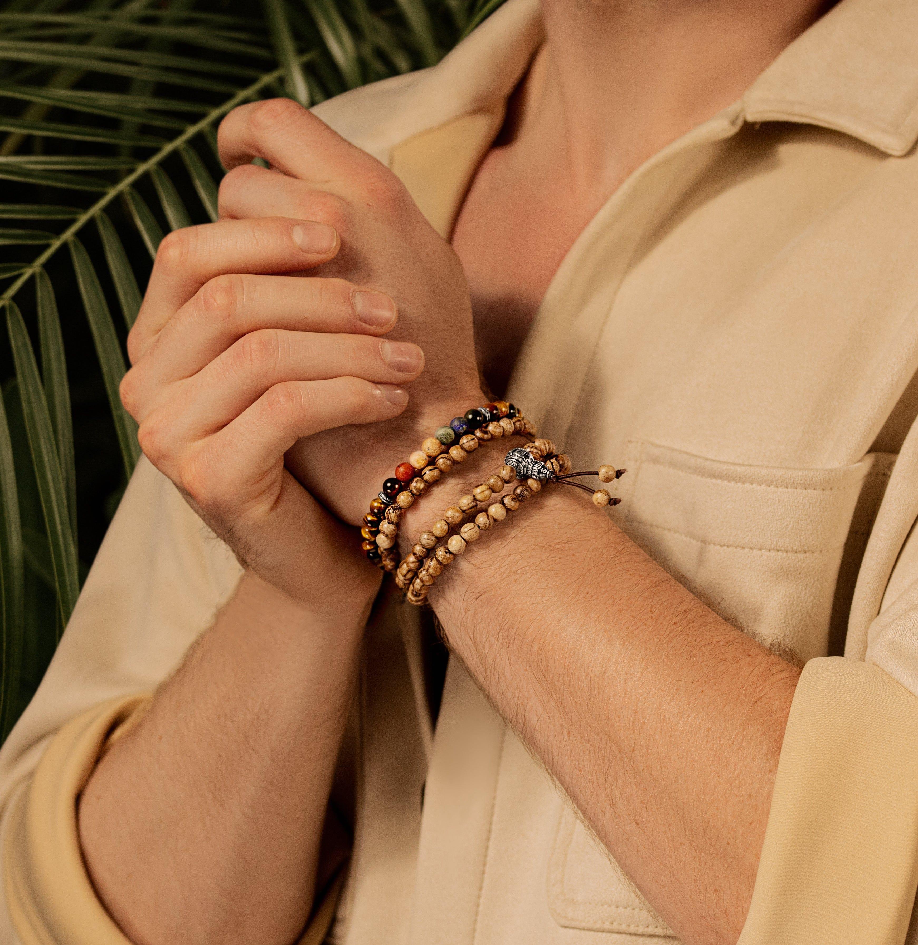 Serene Fearlessness Tiger's Eye Matte Jasper Chakra Bracelet - Image 2