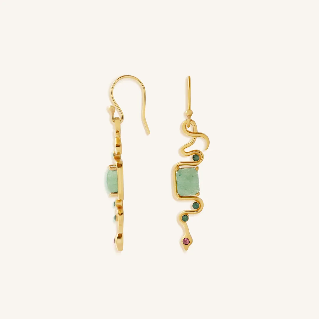 Serpent Renewal Multi-Stone Dangle Earrings - Image 2