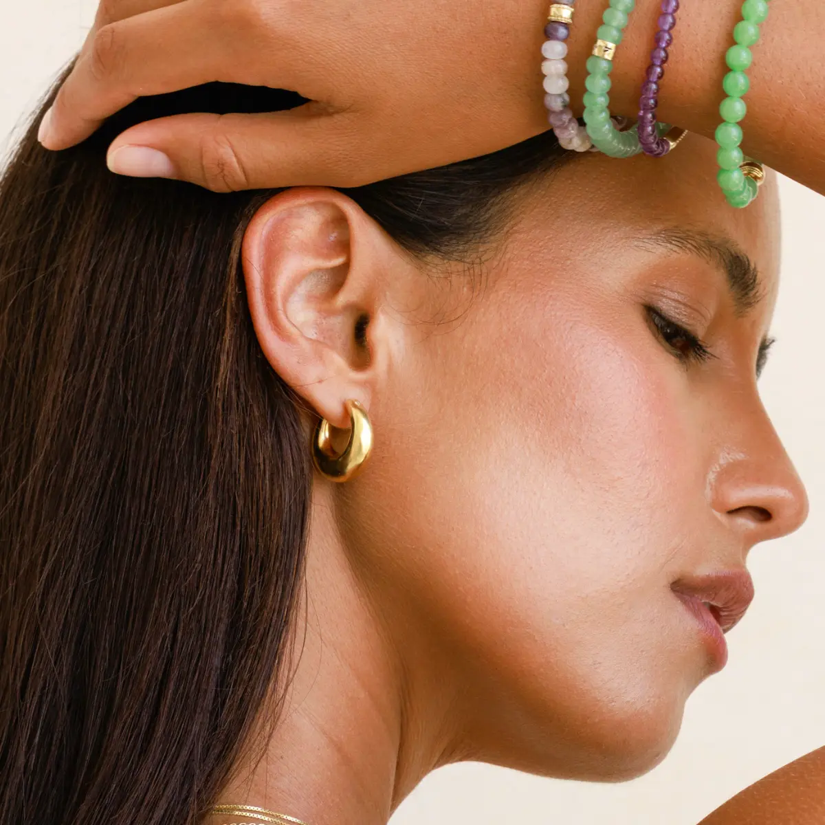 Solstice Gleam Gold Hoops - Image 2