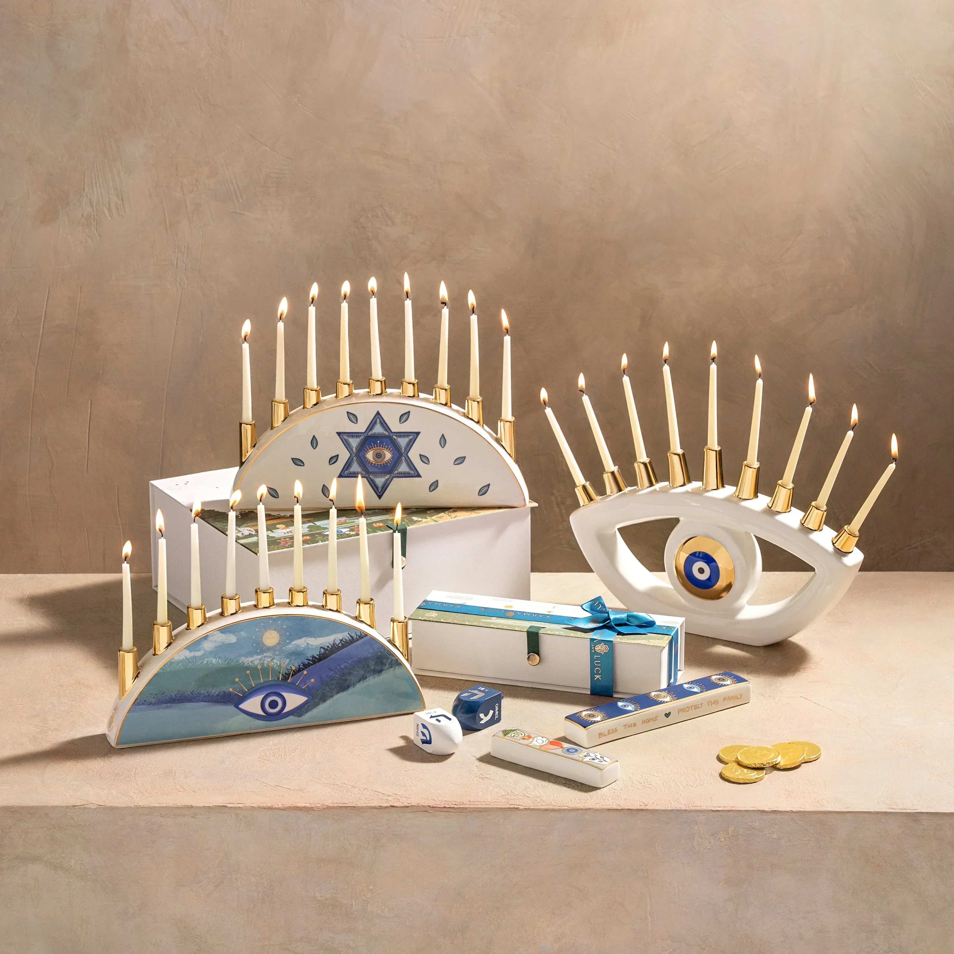 Brilliant Faith Ceramic Evil Eye Menorah - Image 3