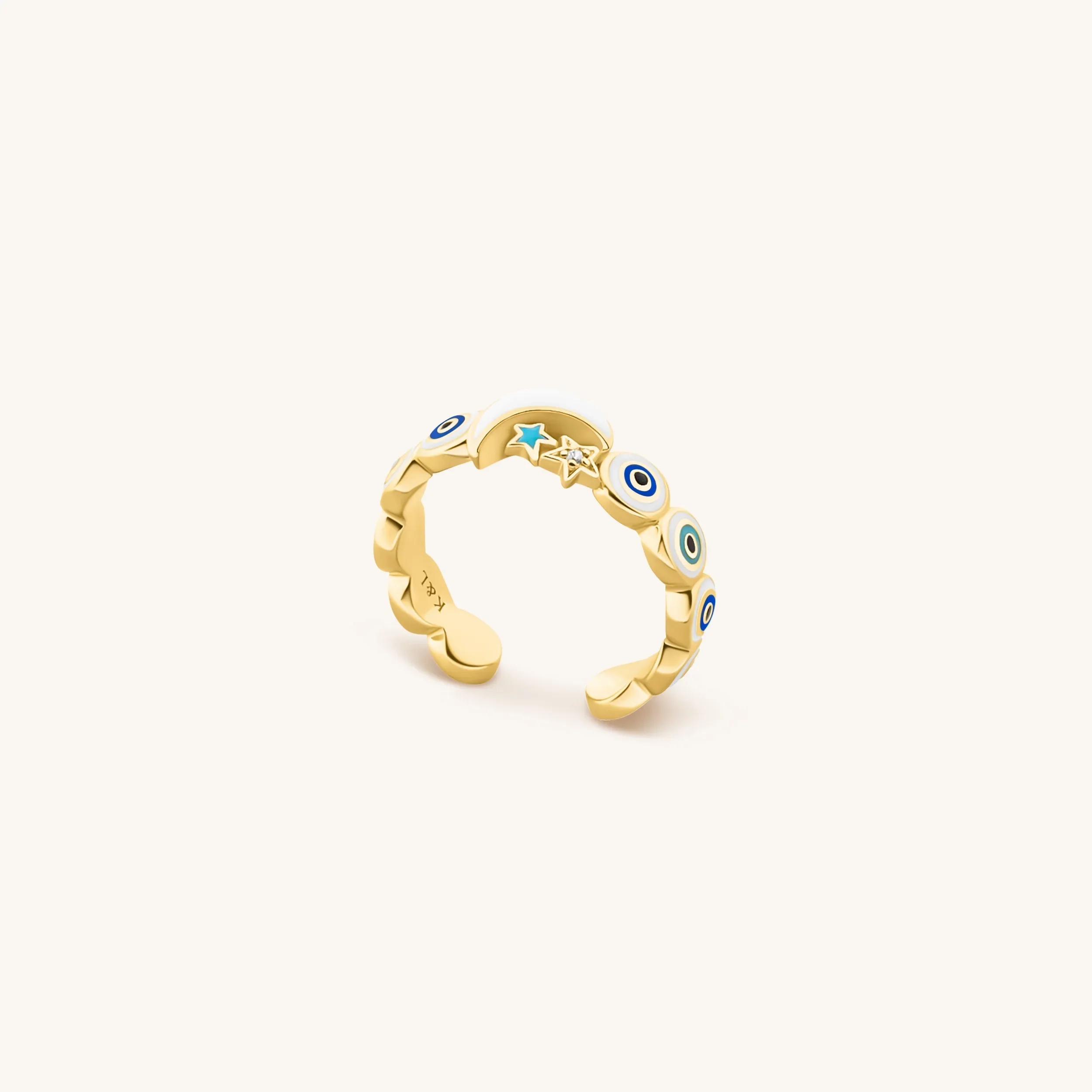 Sparkling Protection Moon & Star Ring
