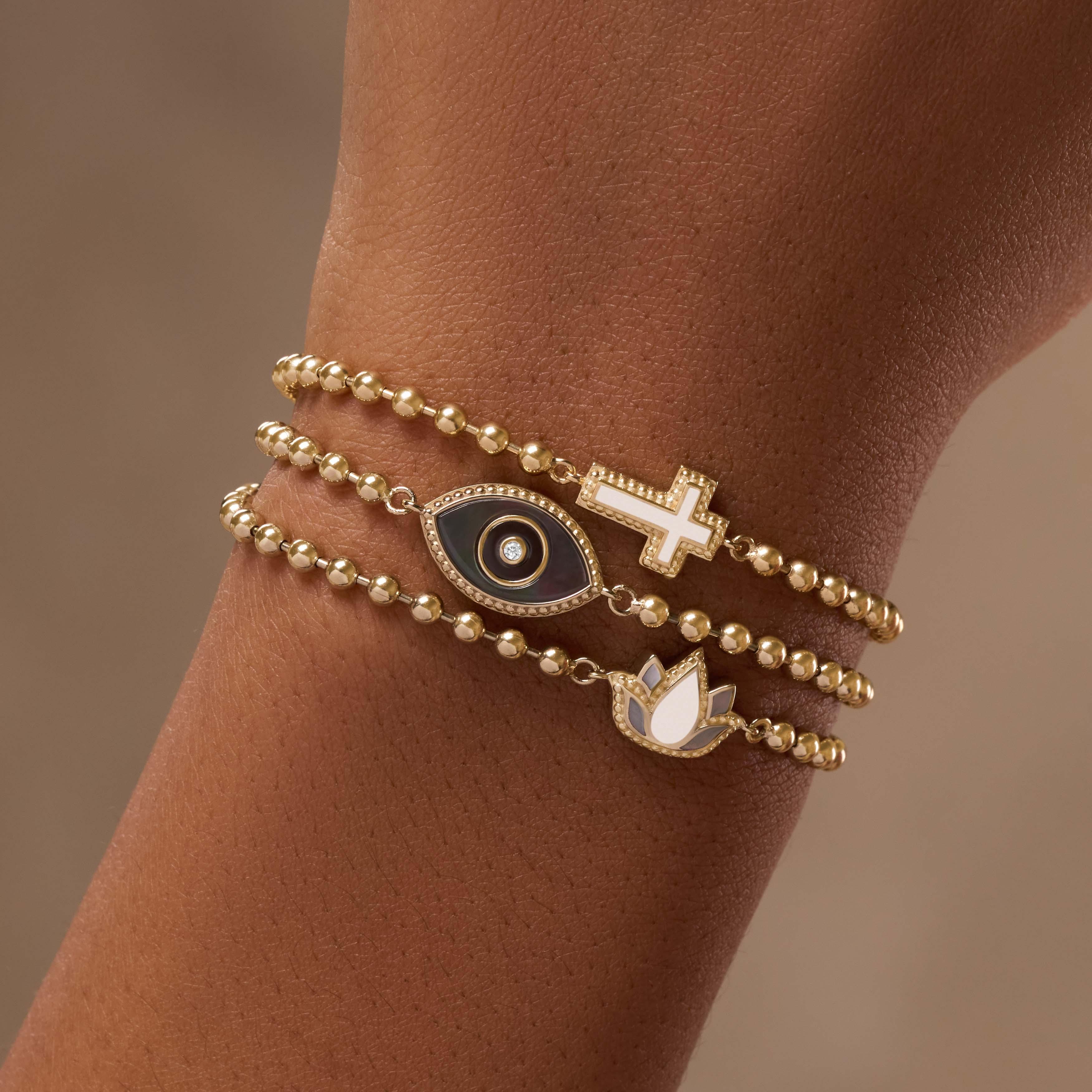 Sparkling Soul Mother of Pearl Cross Bracelet - Image 2