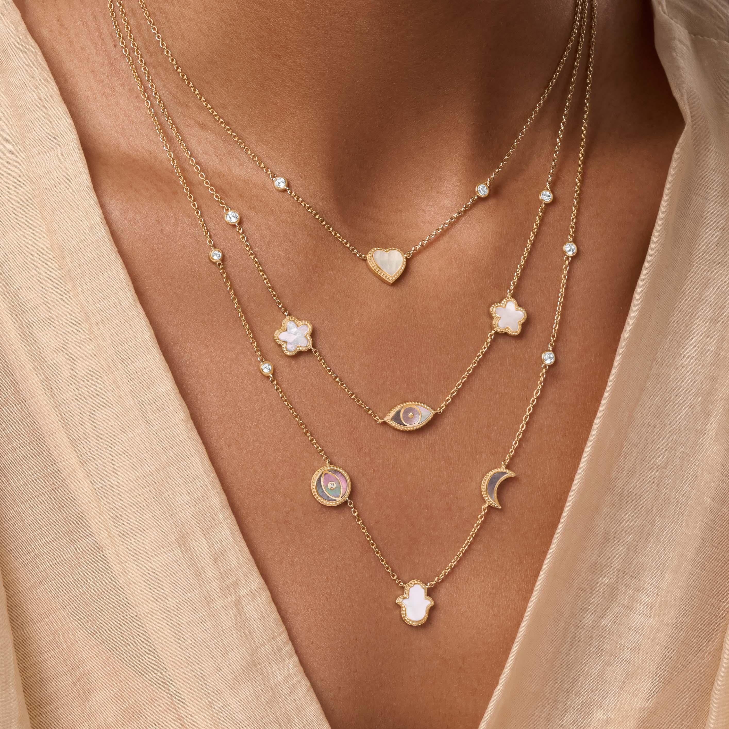 Spirit’s Transformation Multi-Symbol Mother of Pearl Layered Necklace - Image 2