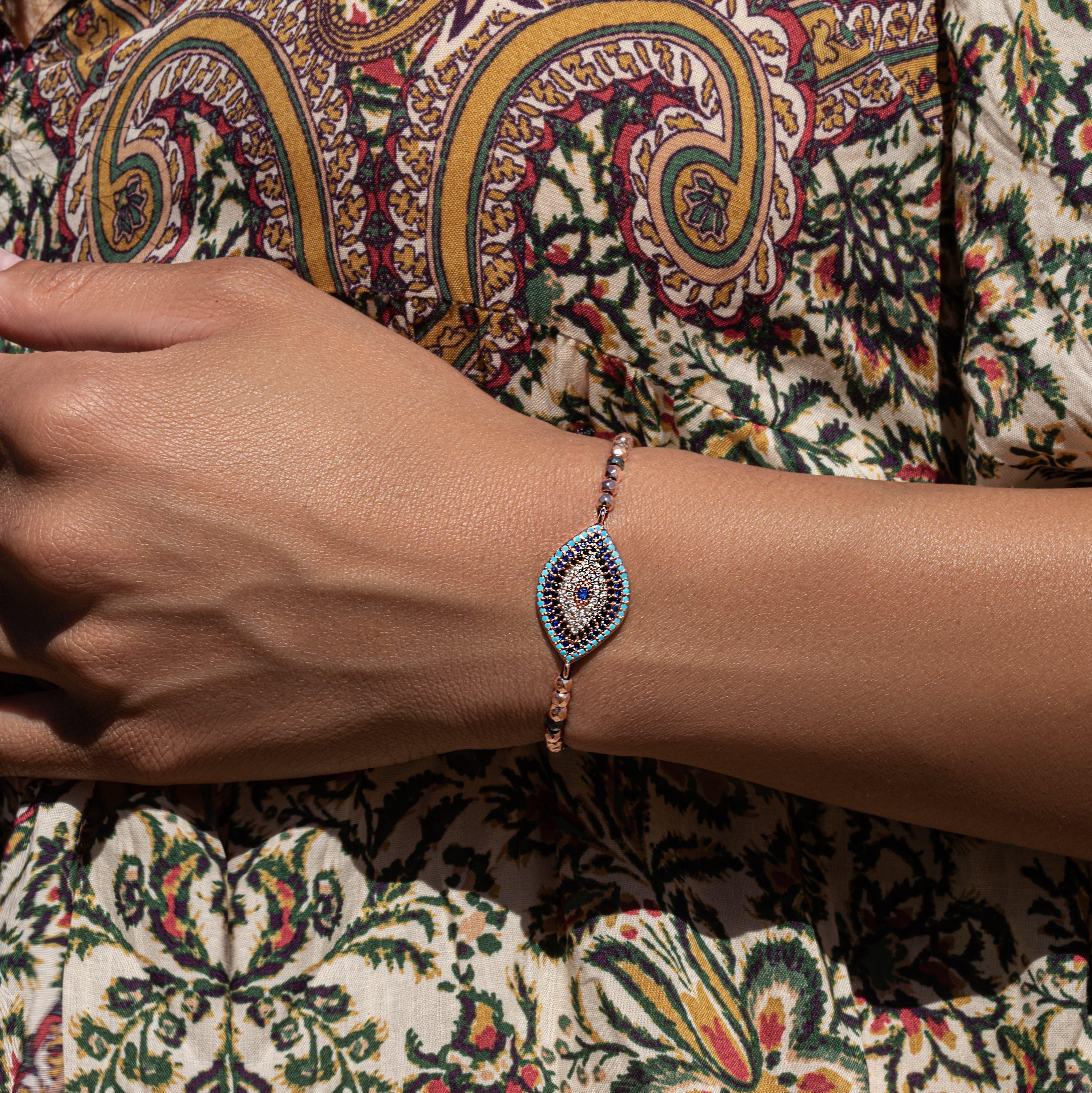 Spirit Warden Hematite Evil Eye Charm Bracelet - Image 3