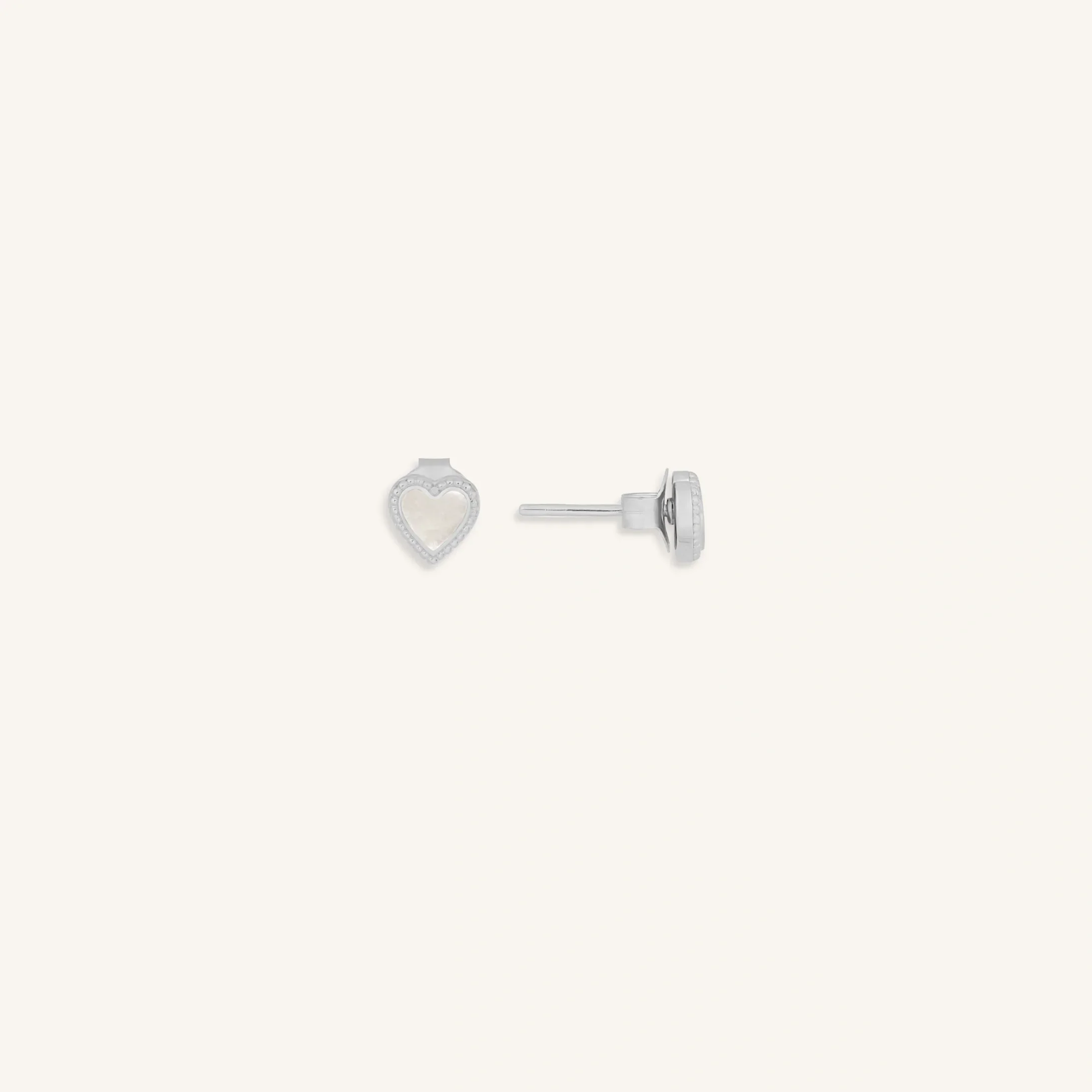Spiritual Abundance Mother of Pearl Silver Heart Earrings - Image 3