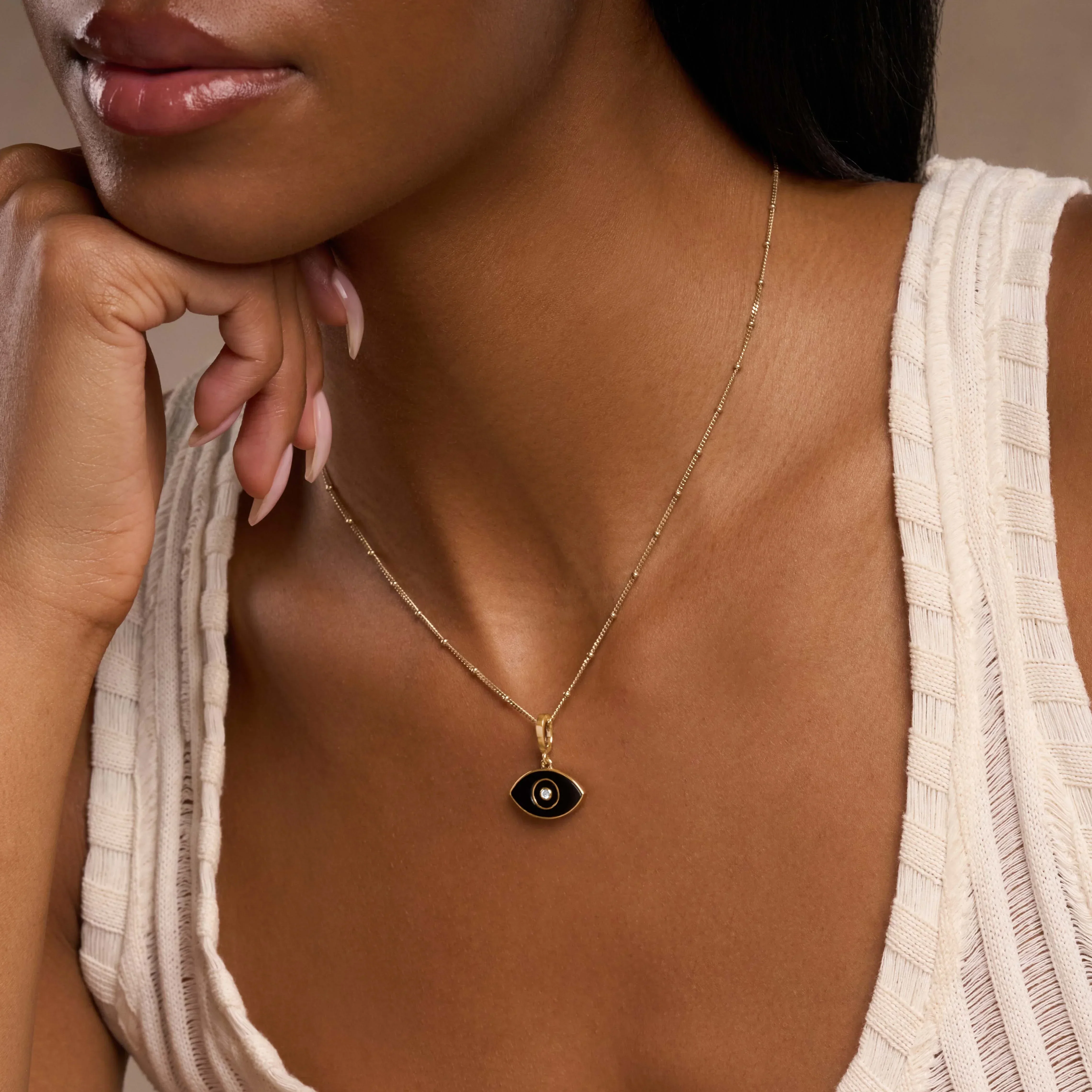 Spiritual Awareness Black Onyx Evil Eye Engravable Charm - Image 2