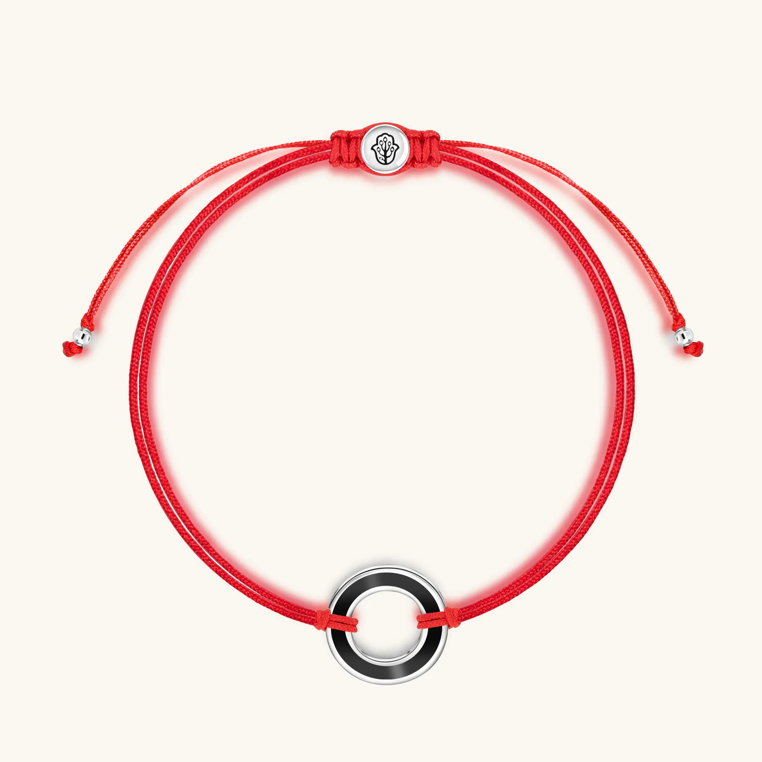 Spiritual Connection Black Enamel Karma Circle Red String Bracelet - Image 4