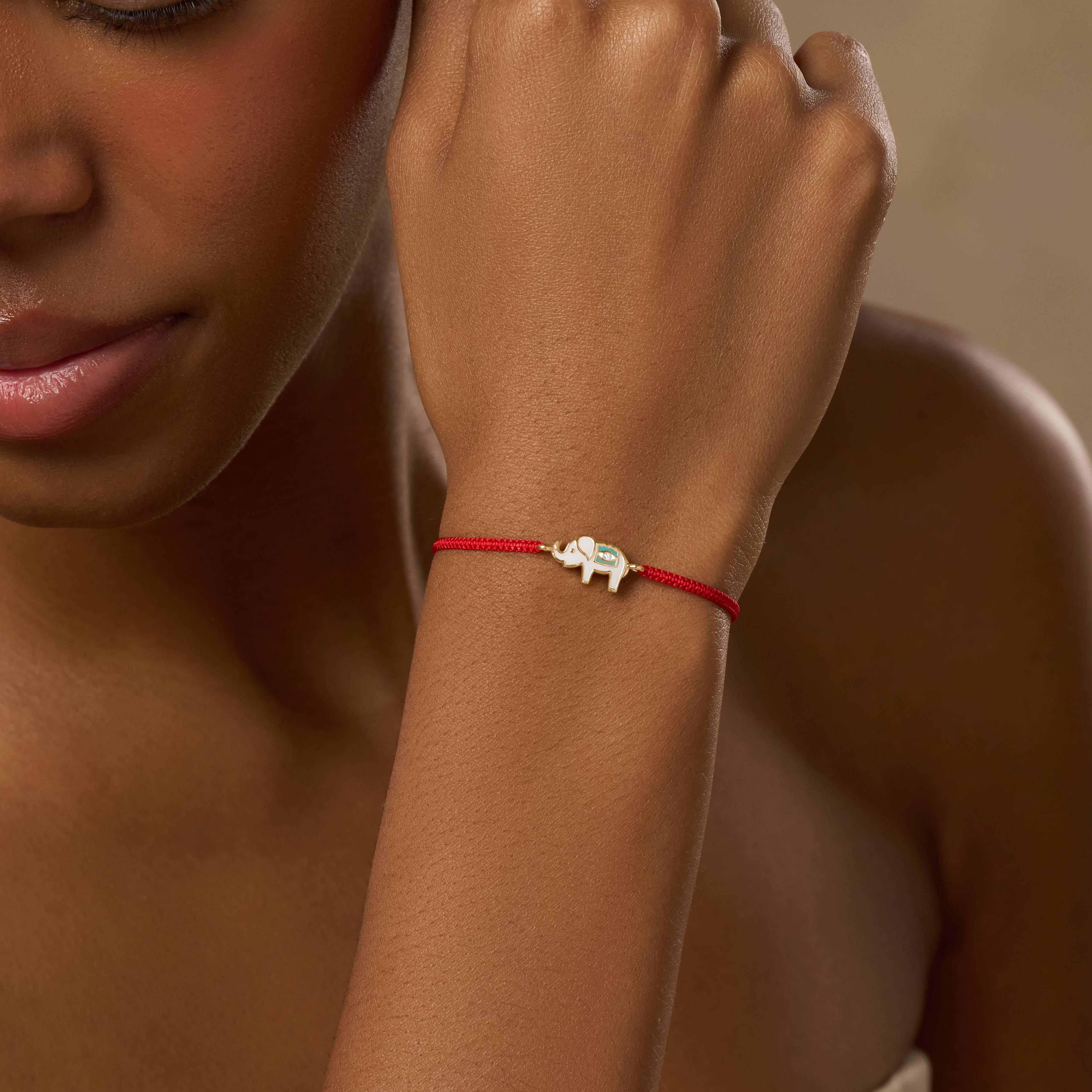 Spiritual Strength Red String Elephant Charm Bracelet - Image 2