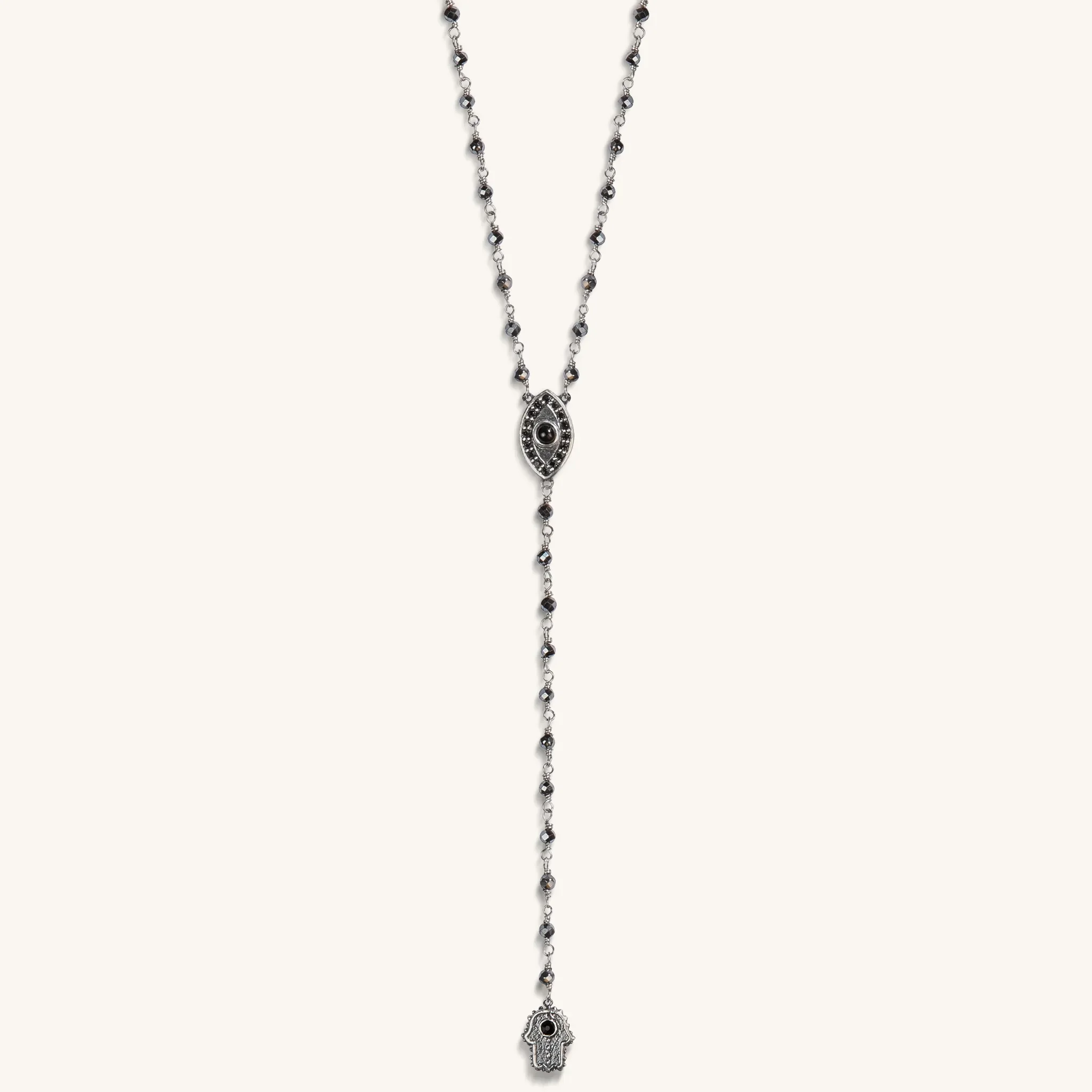 Stand in Strength Rosary Hematite Stone Necklace - Image 3