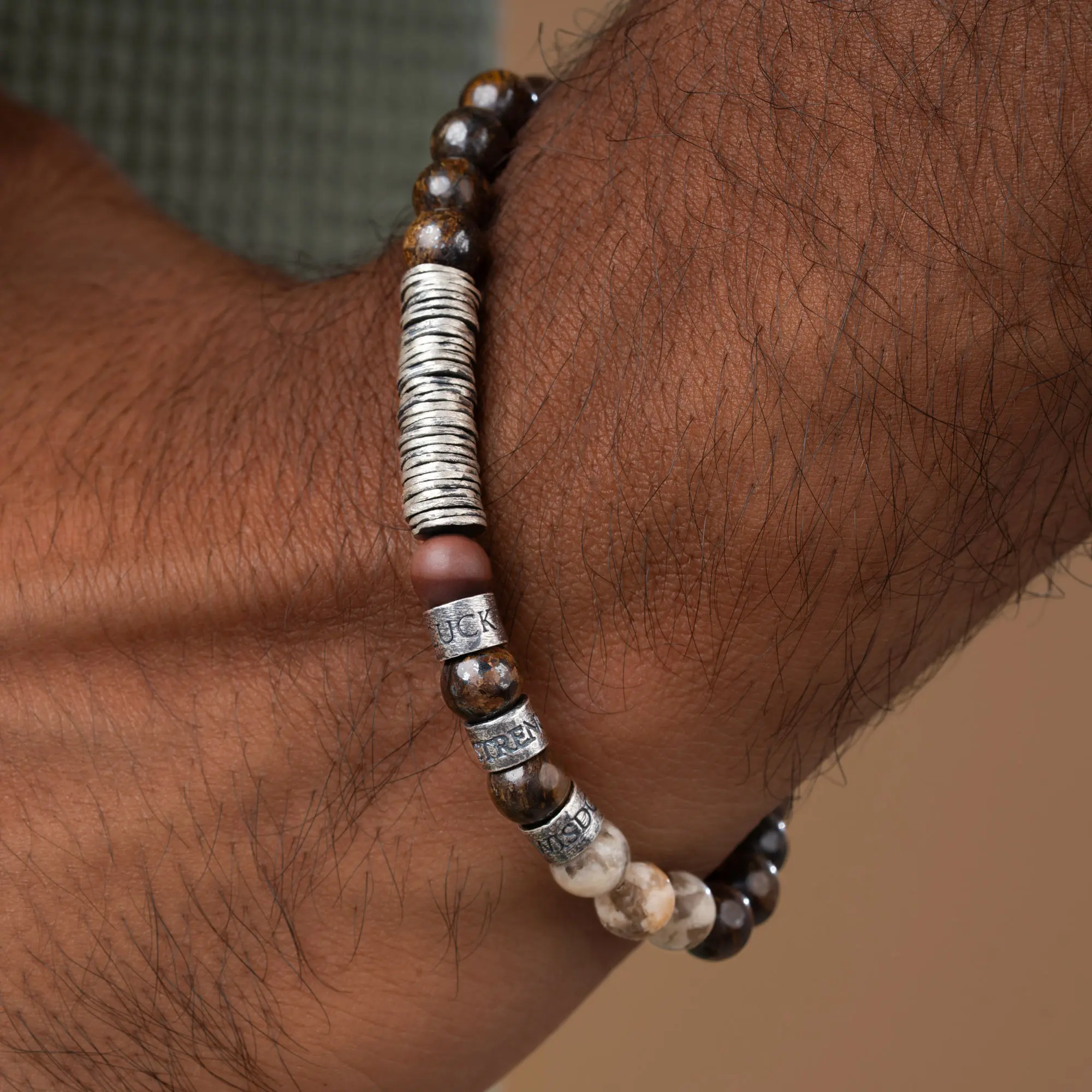 Steadfast Intention Bronzite & Jasper Heishi Bracelet - Image 2