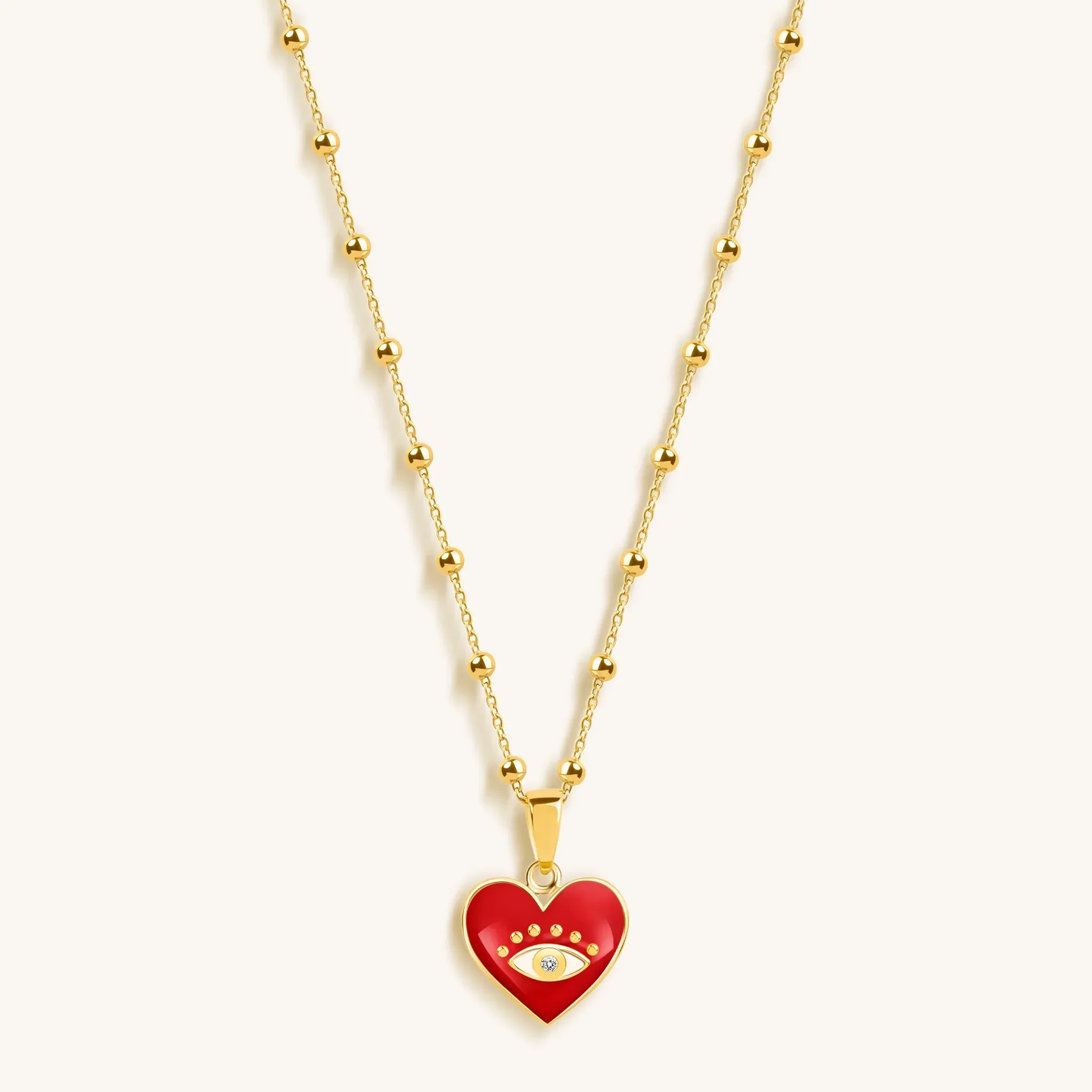 Steadfast Loyalty Evil Eye Diamond Heart Charm Necklace - Image 3