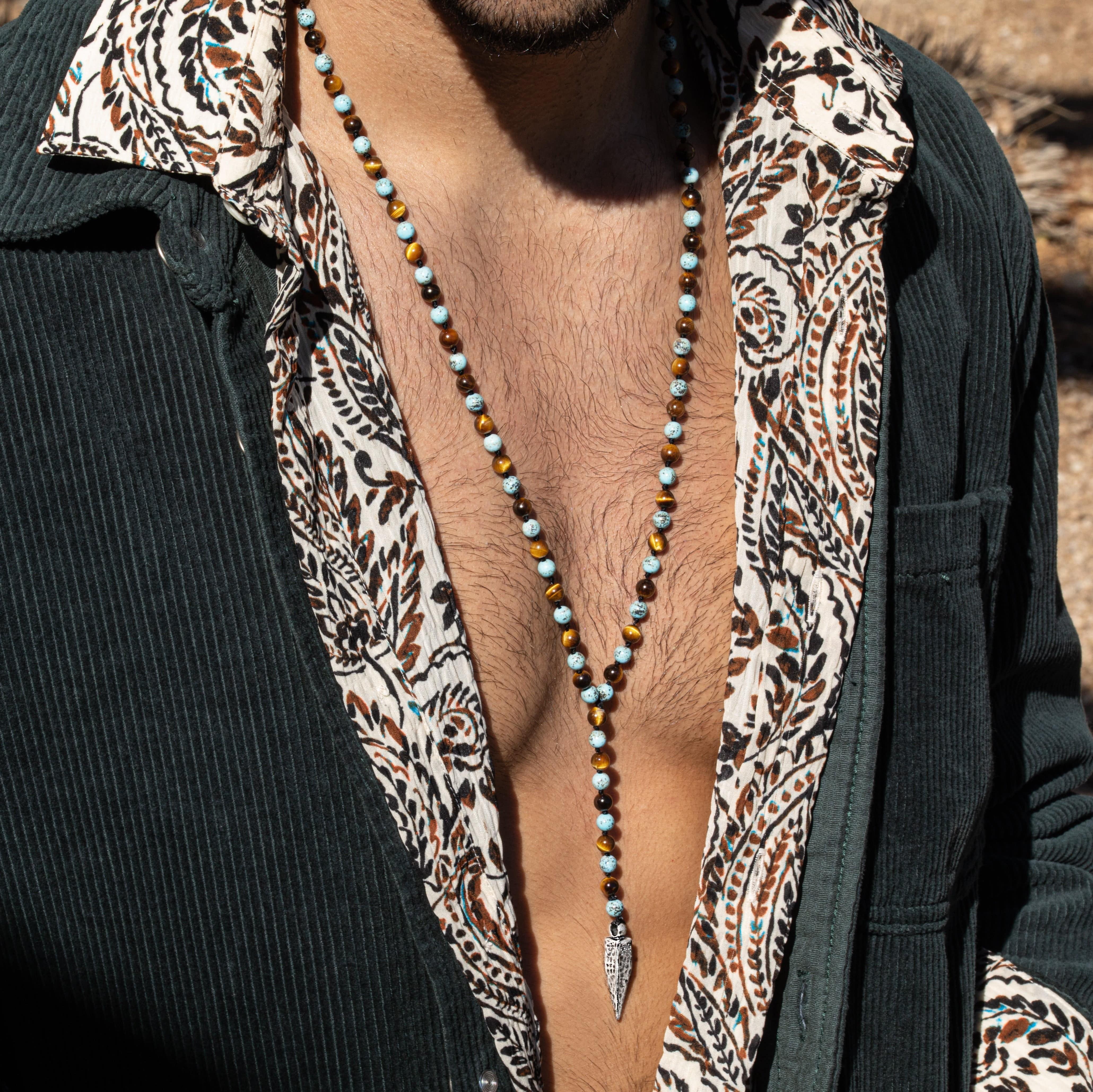 Sublime Tranquility 4 Symbol Tiger's Eye Turquoise Necklace - Image 2