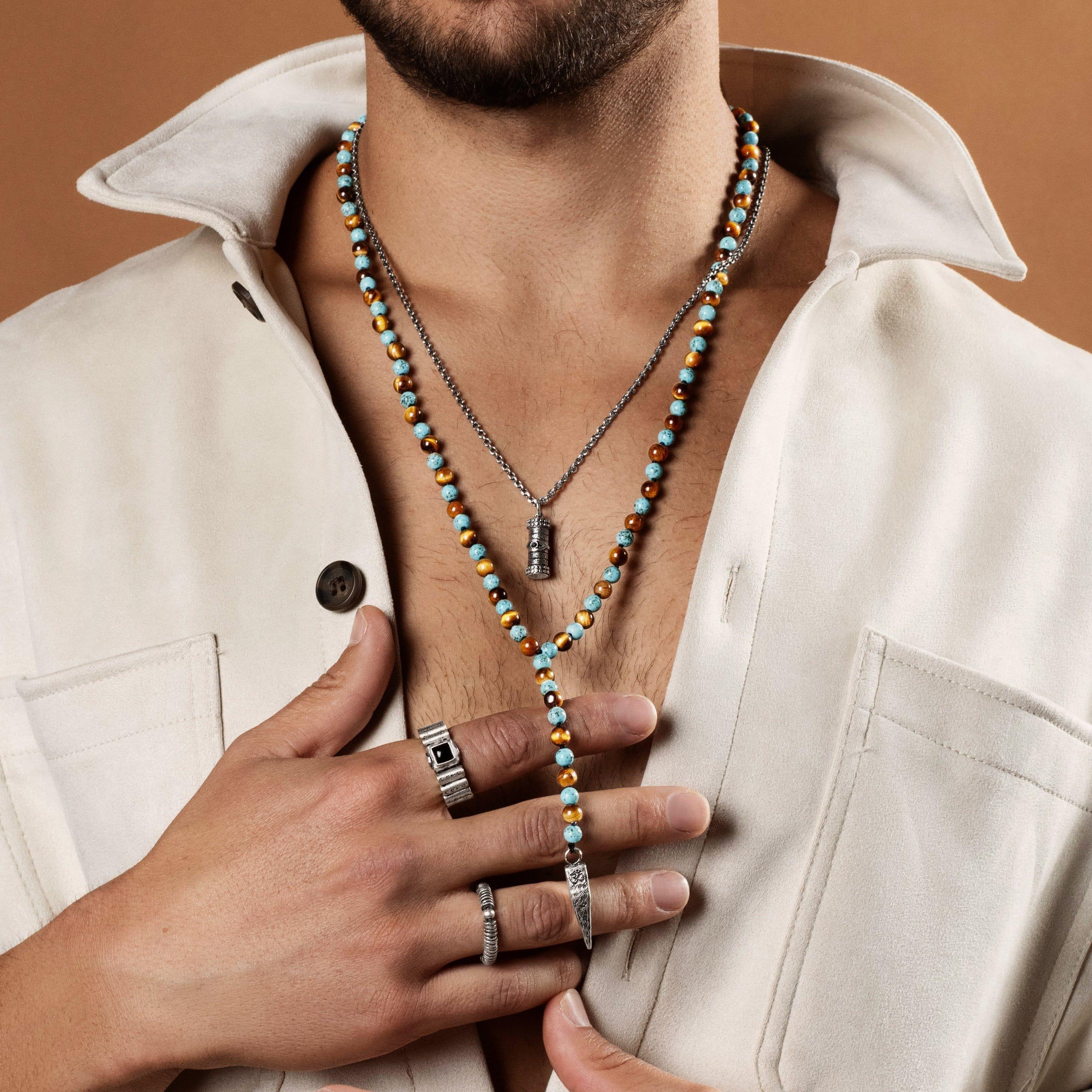 Sublime Tranquility 4 Symbol Tiger's Eye Turquoise Necklace - Image 3