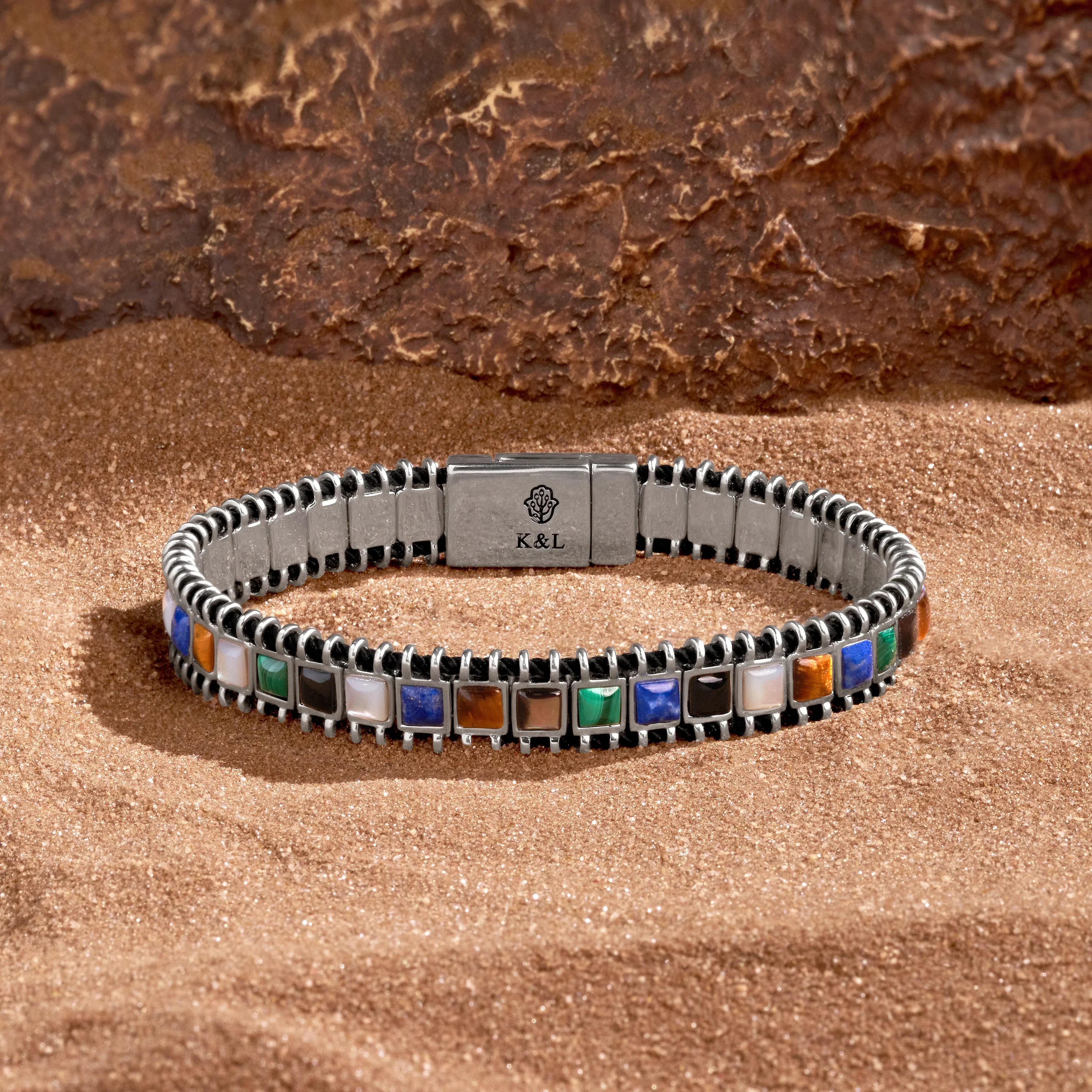 Supported Path Hamsa Multi-Stone Bracelet