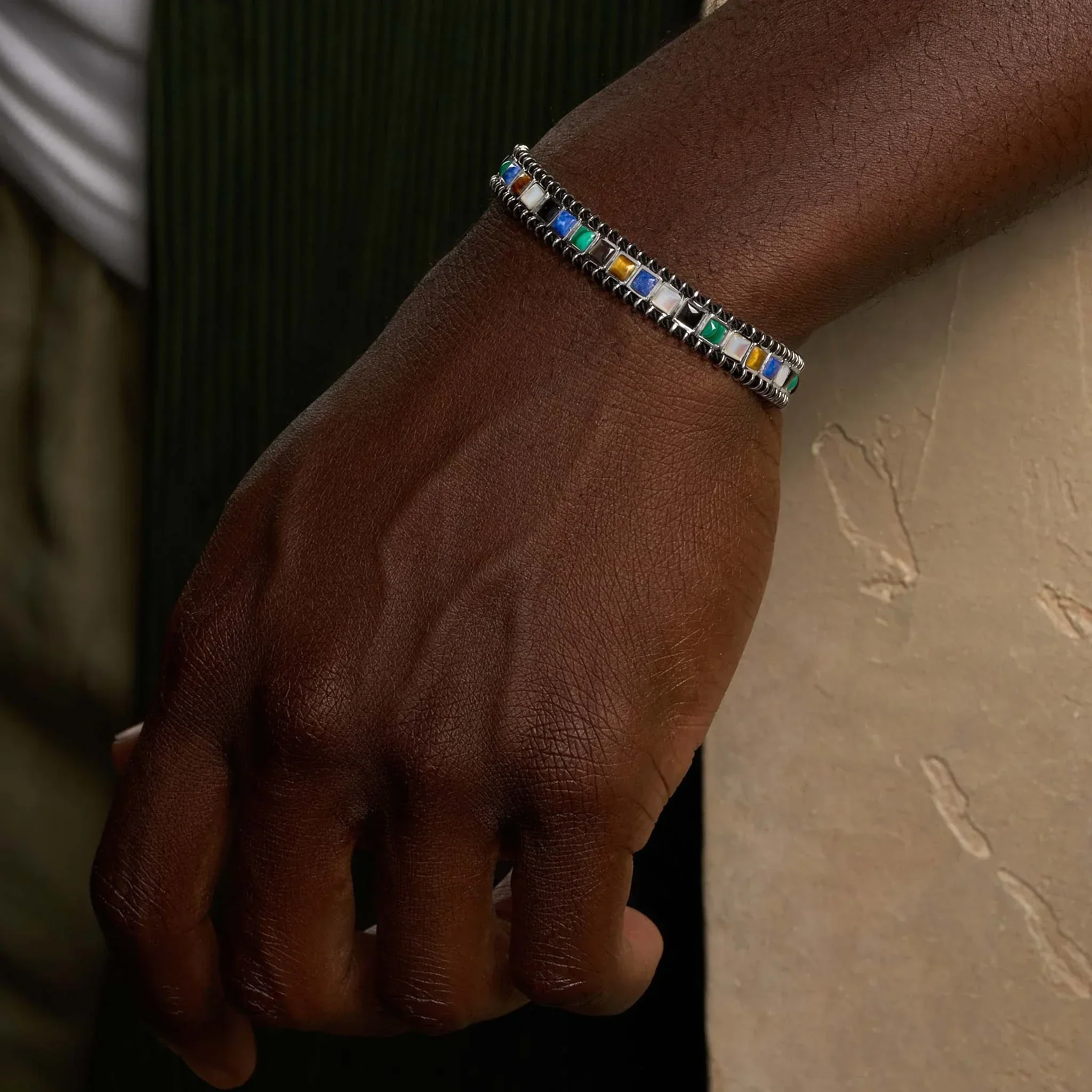 Supported Path Hamsa Multi-Stone Bracelet - Image 2