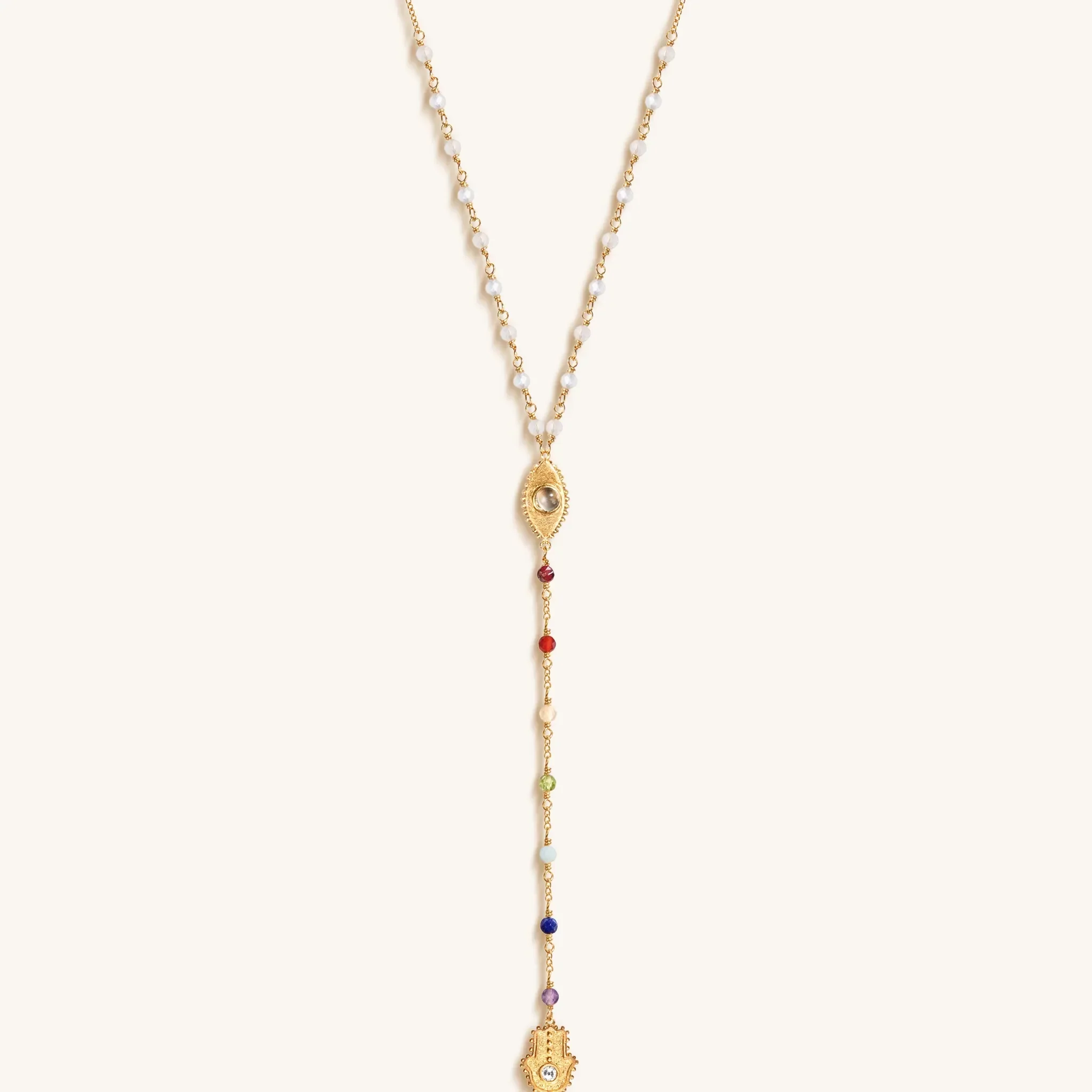 Supreme Awakening Moonstone Chakra Rosary Necklace - Image 3