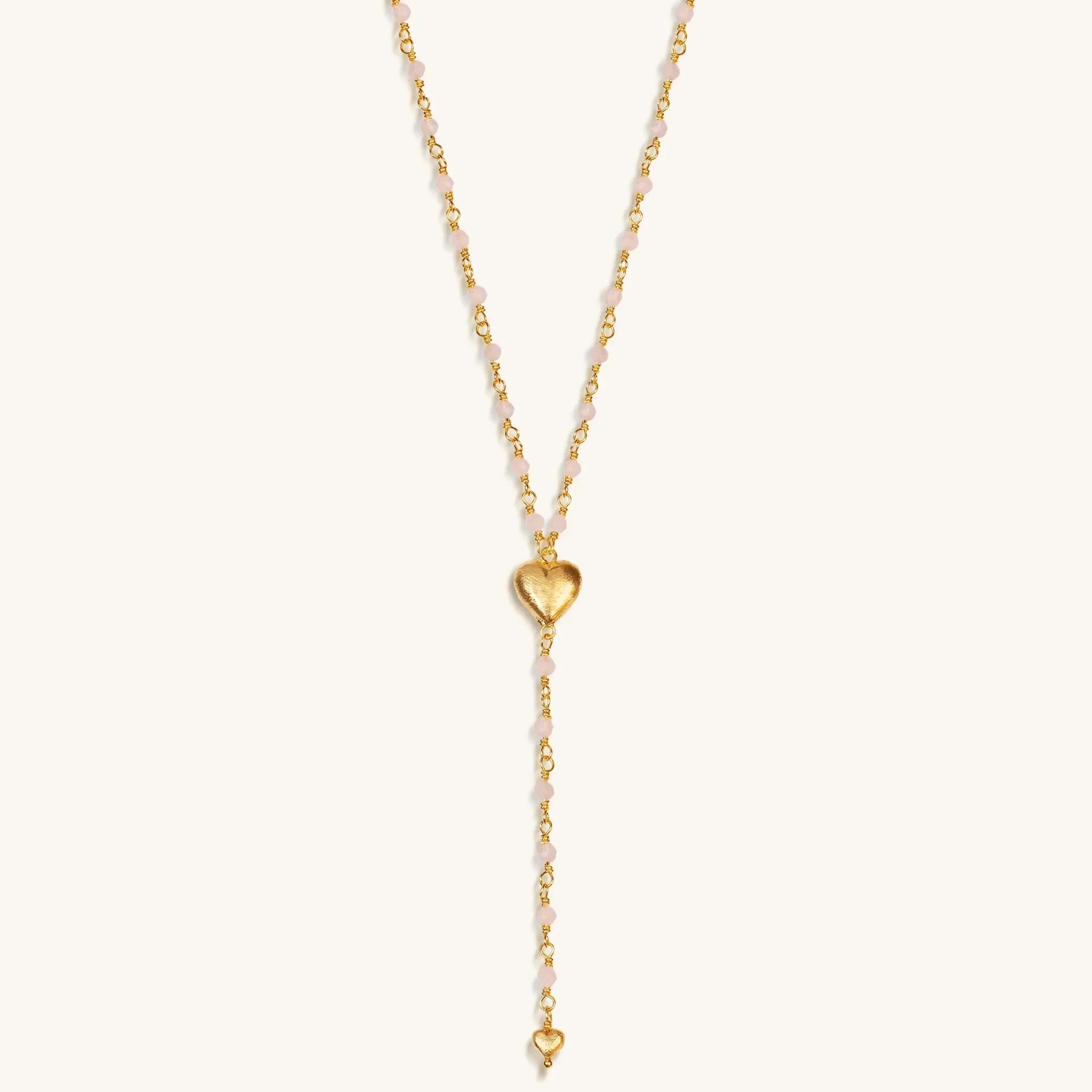 Supreme Love Rose Quartz Heart Gold Plated Necklace - Image 3