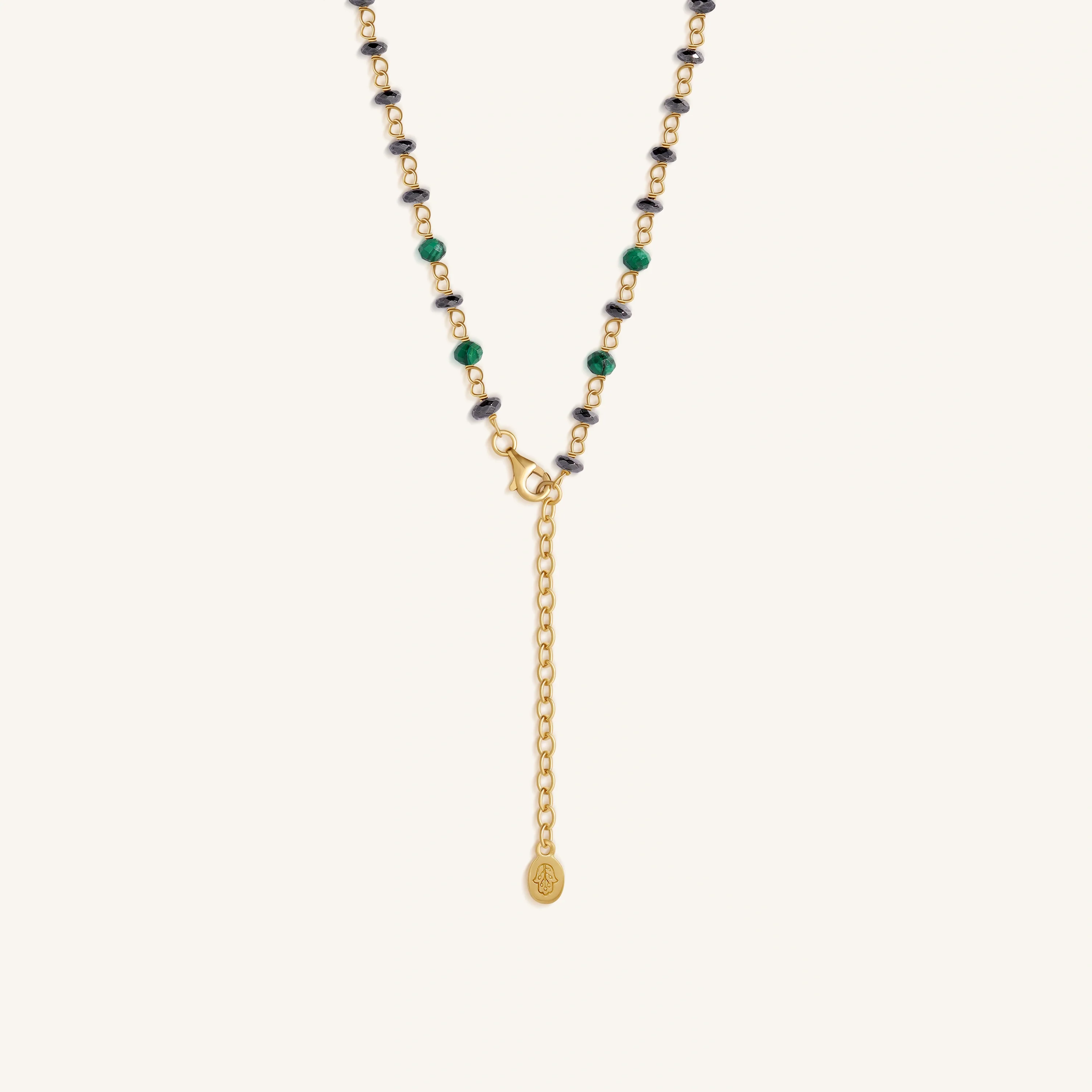 Tranquil Bloom Lotus Hematite & Malachite Necklace - Image 4
