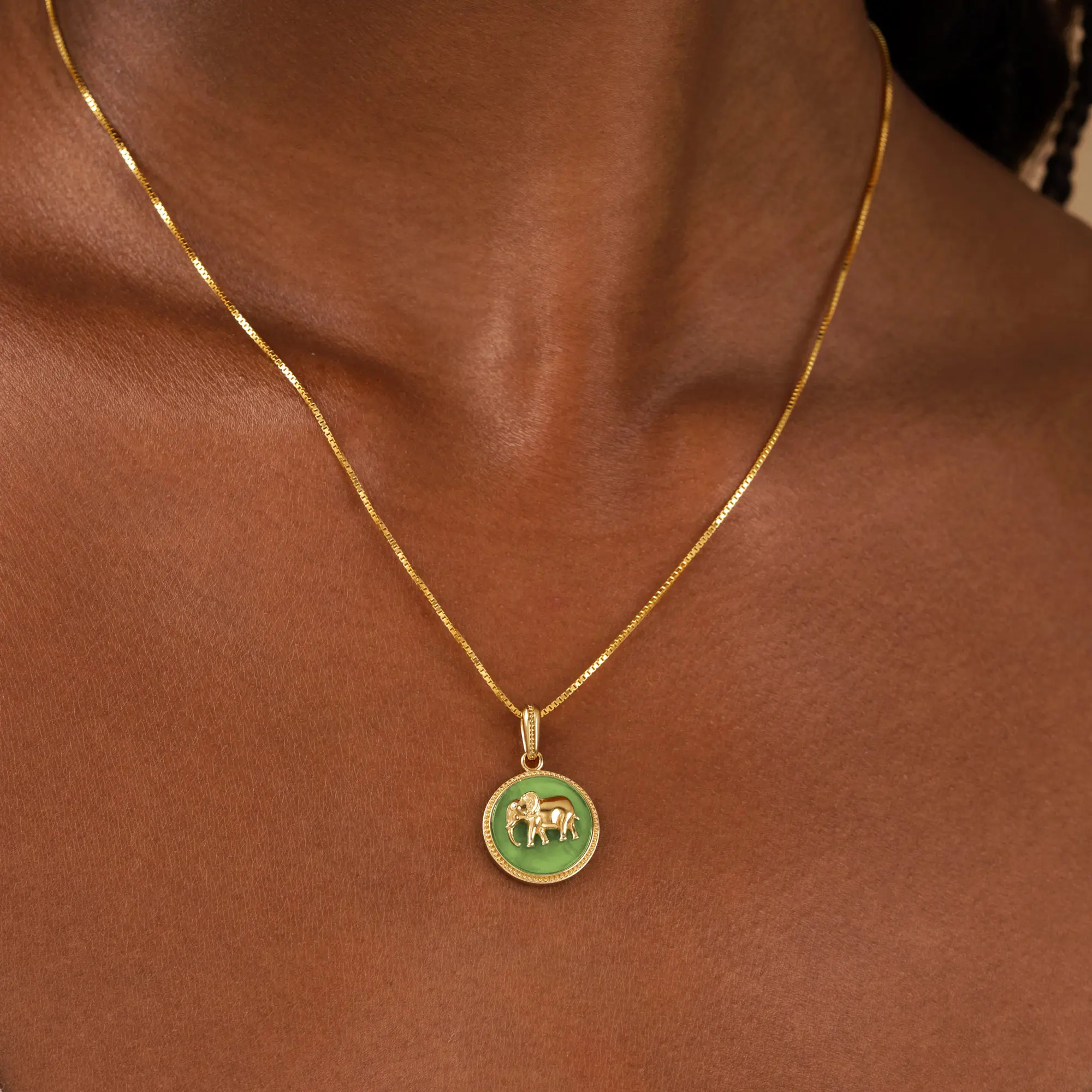 Tranquil Guardian Jade Elephant Necklace - Image 2