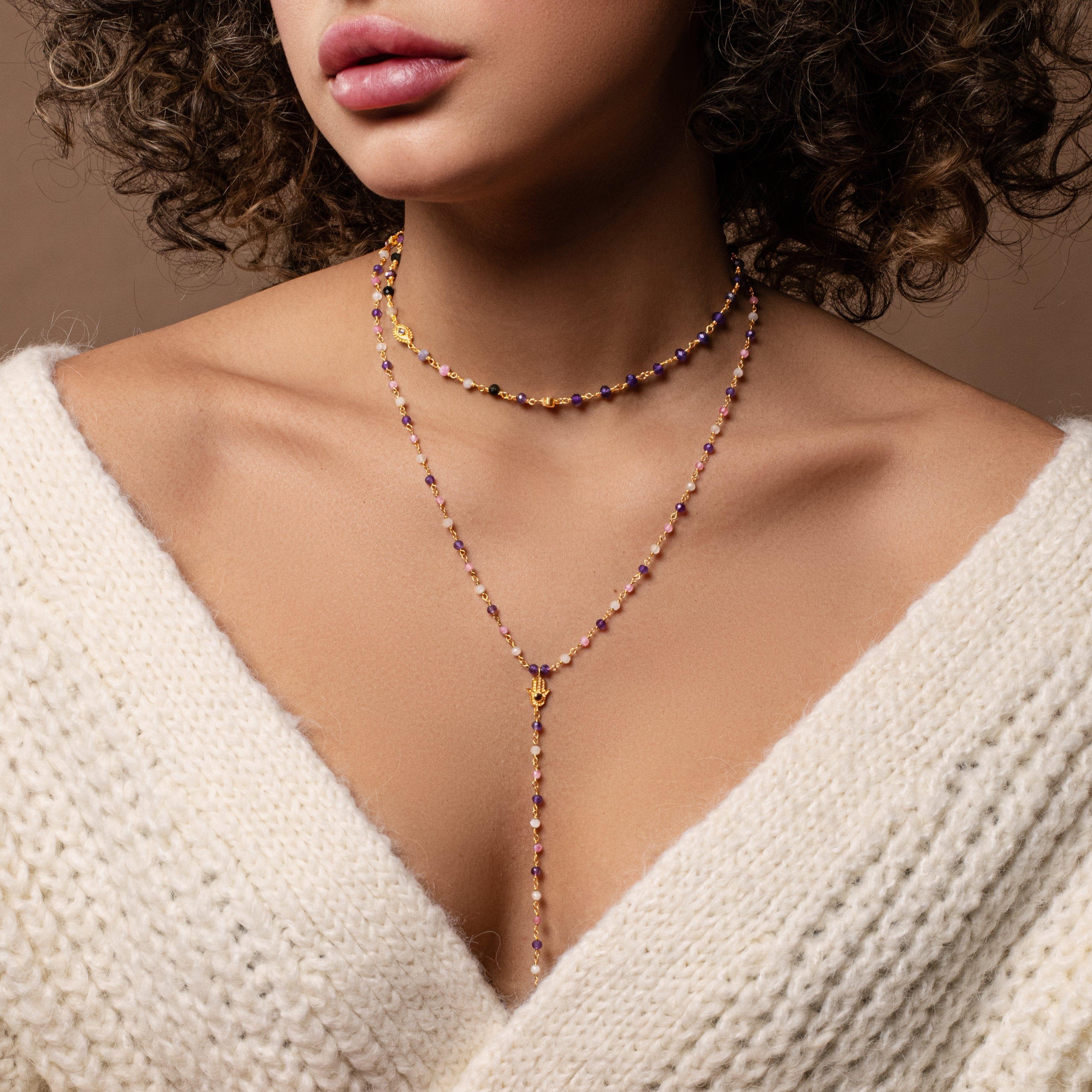 Tranquil Voice Amethyst Rose Quartz Tourmaline Triple Protection Wrap - Image 4