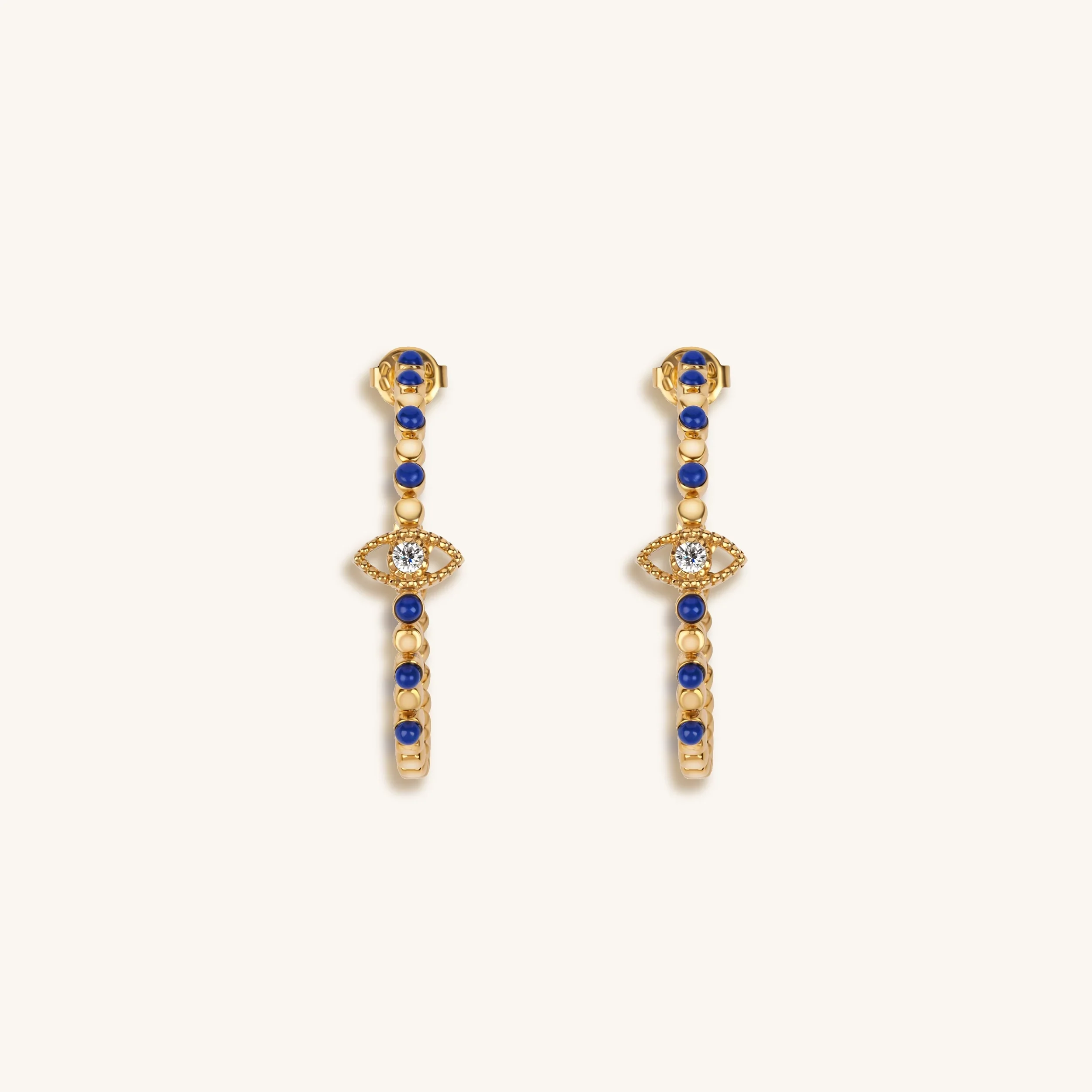 Truth Seeker - Evil Eye Lapis Hoop Earrings