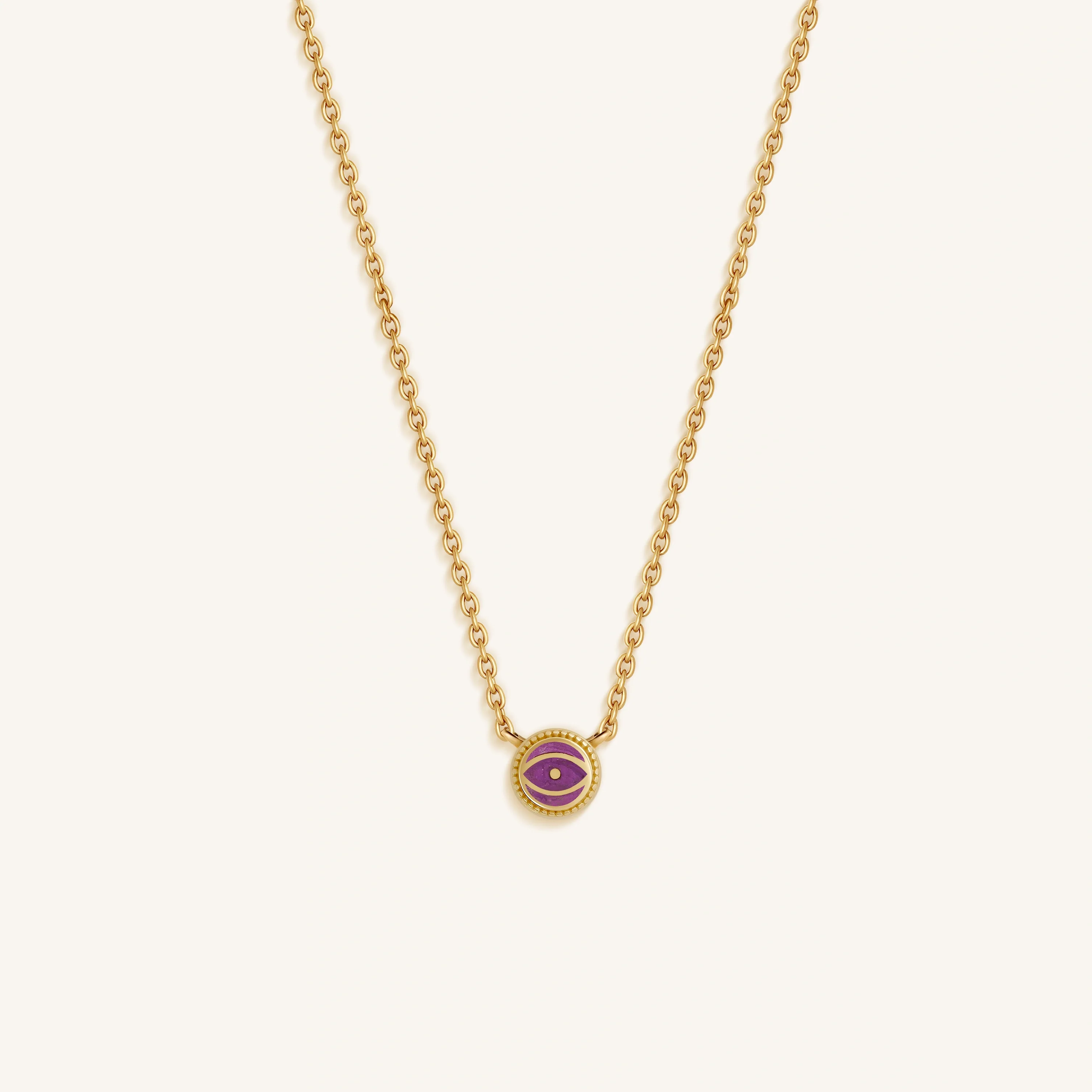 Twilight Guardian Amethyst February Birthstone Evil Eye Gold Necklace