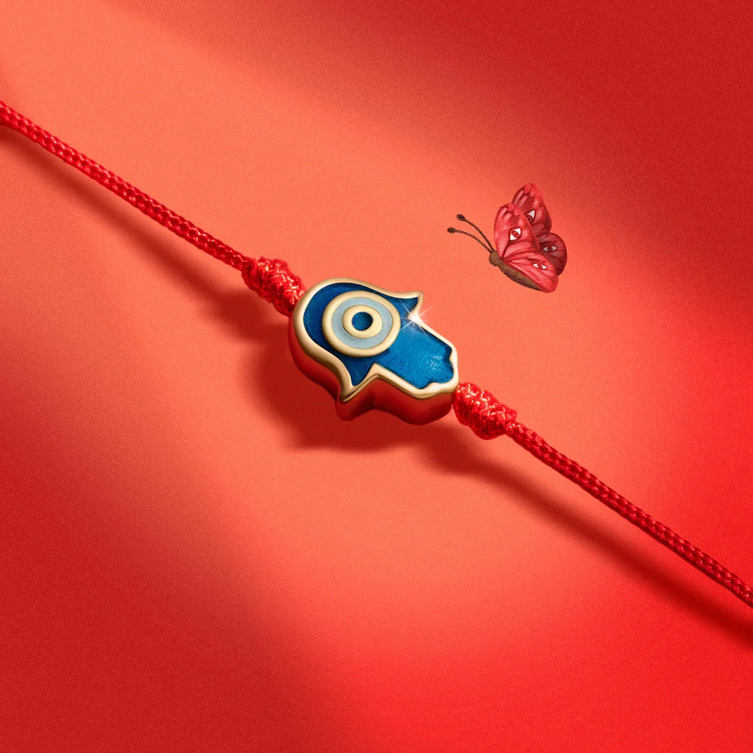 Ultimate Shield Navy Enamel Hamsa Red String Bracelet - Image 3