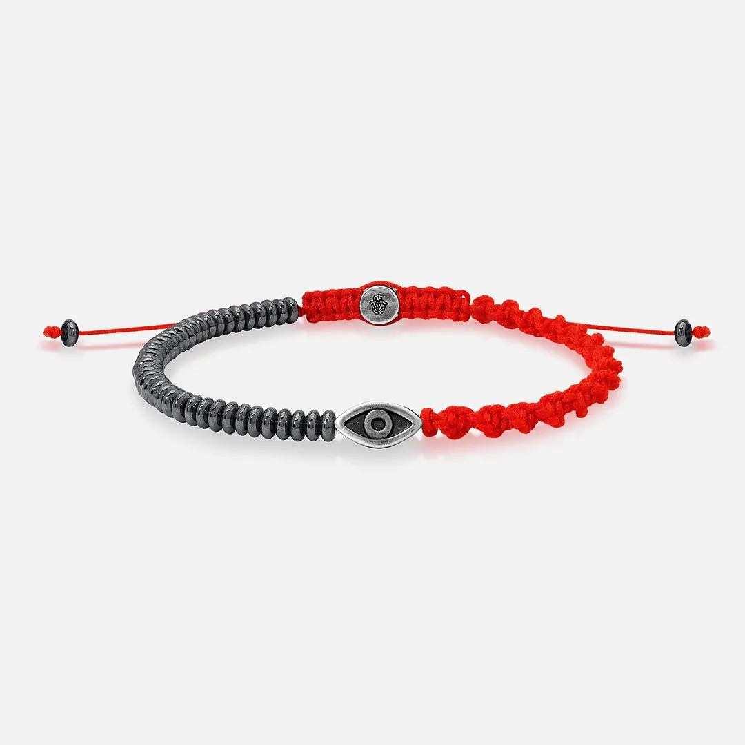 Universal Equilibrium Hematite Evil Eye Red String Bracelet
