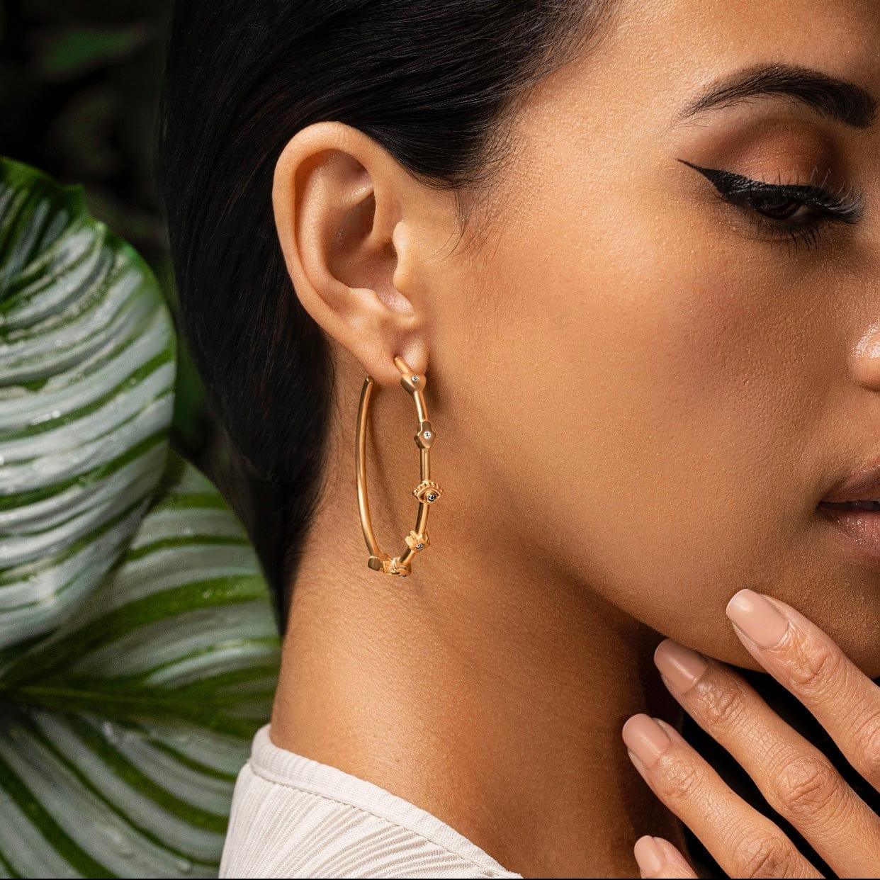 Universal Spirituality - Multi Symbol Hoop Earrings - Image 2