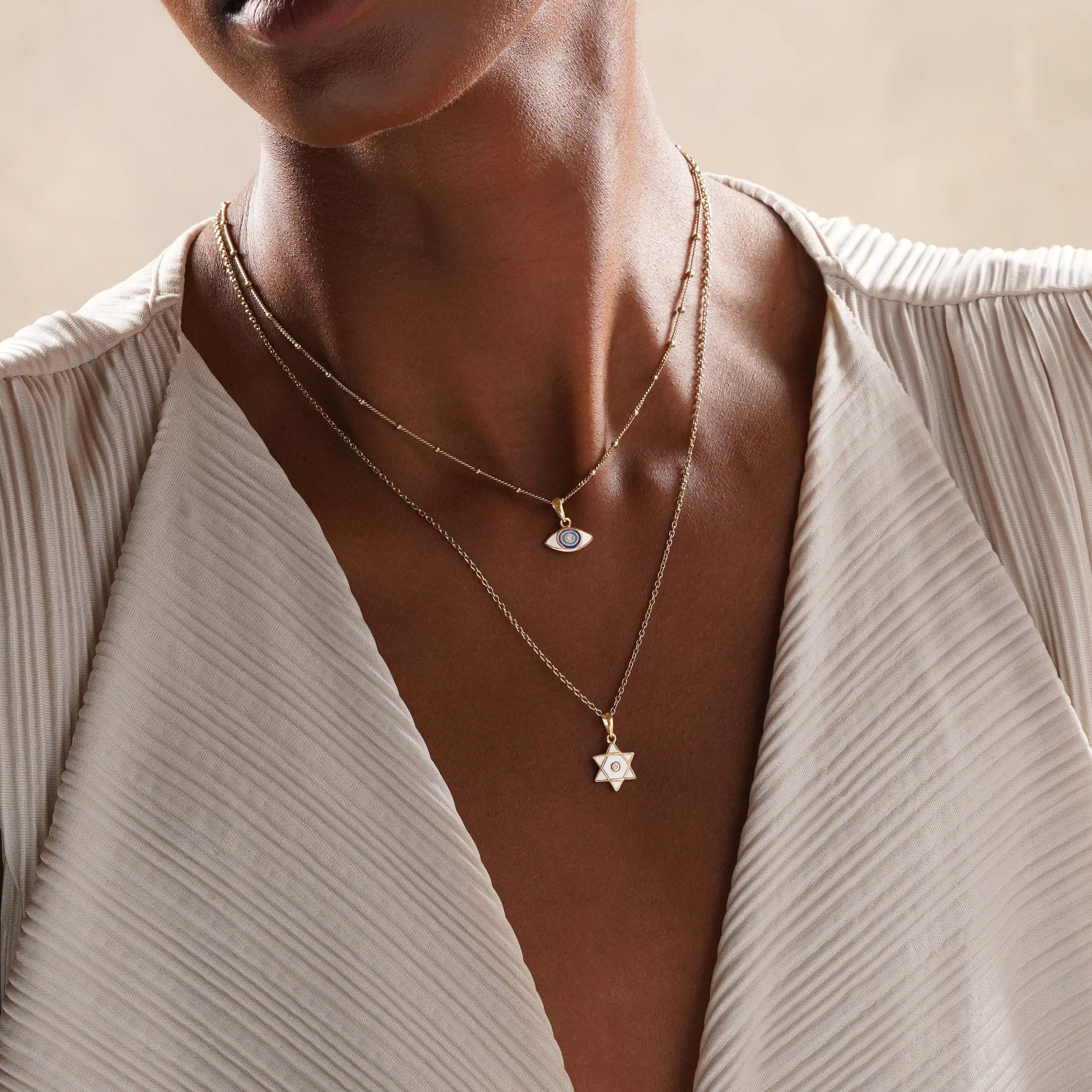 Unwavering Faith - Gold Evil Eye Star of David Necklace - Image 2