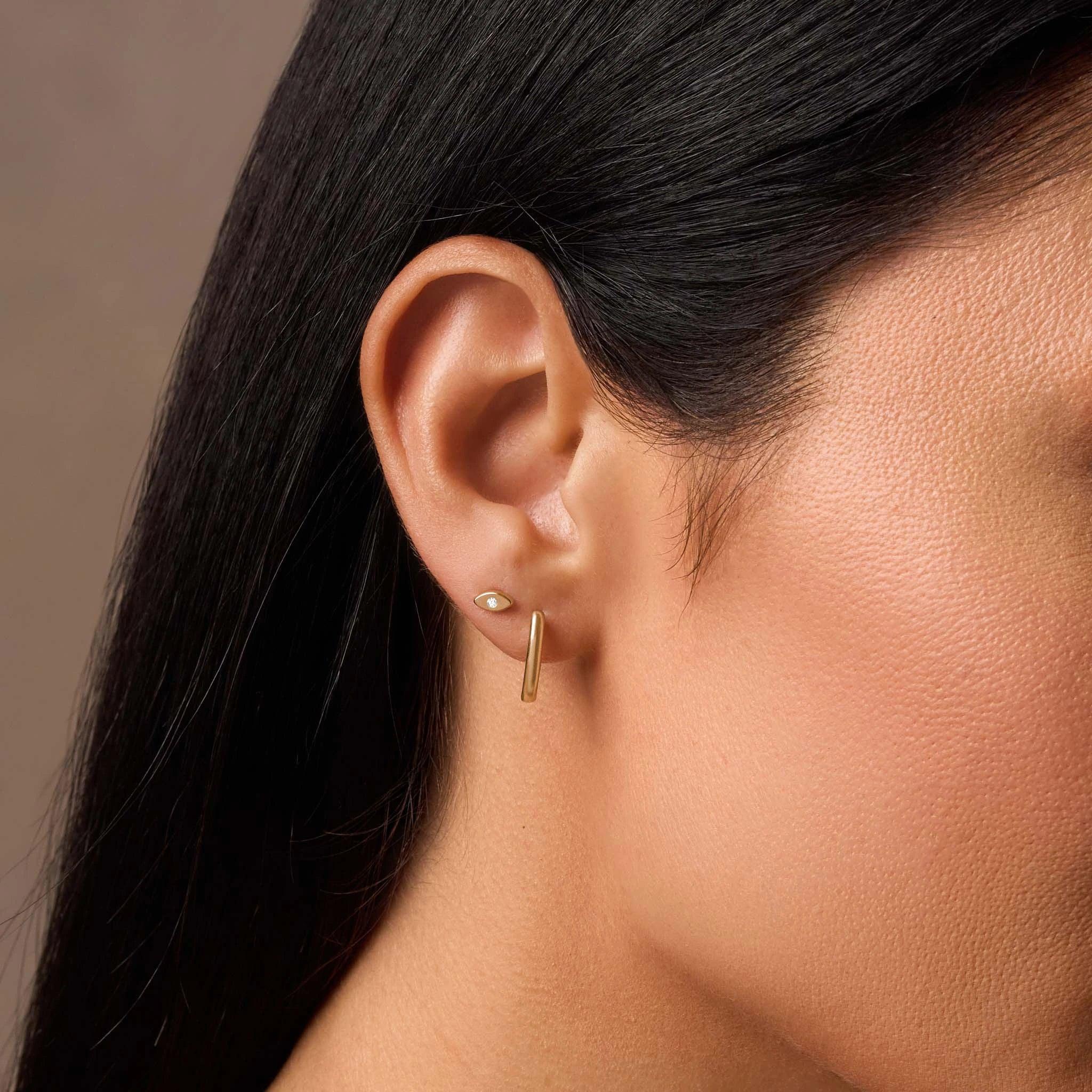 Uplifted Awareness Diamond Evil Eye Earrings - Image 2