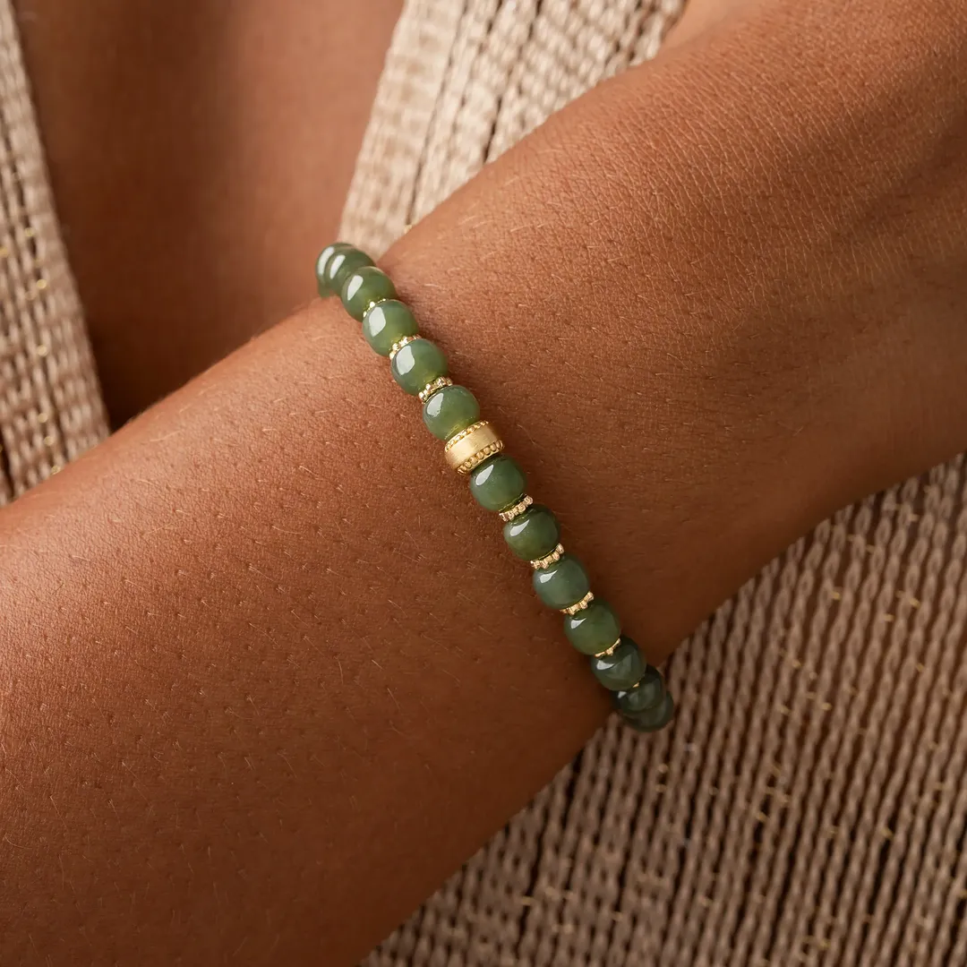 Verdant Harmony Jade Stretch Bracelet - Image 2