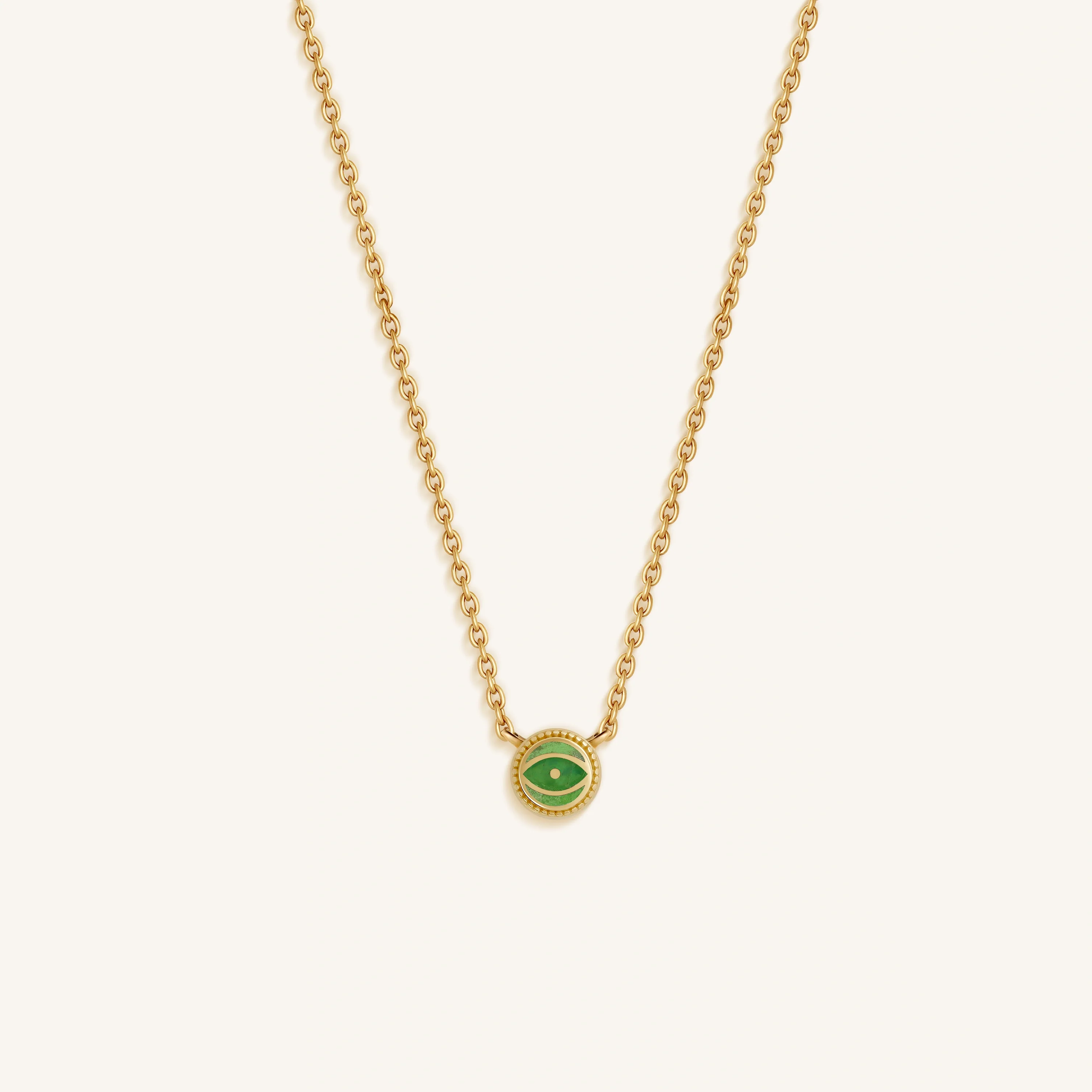 Verdant Vision Peridot August Birthstone Evil Eye Gold Necklace