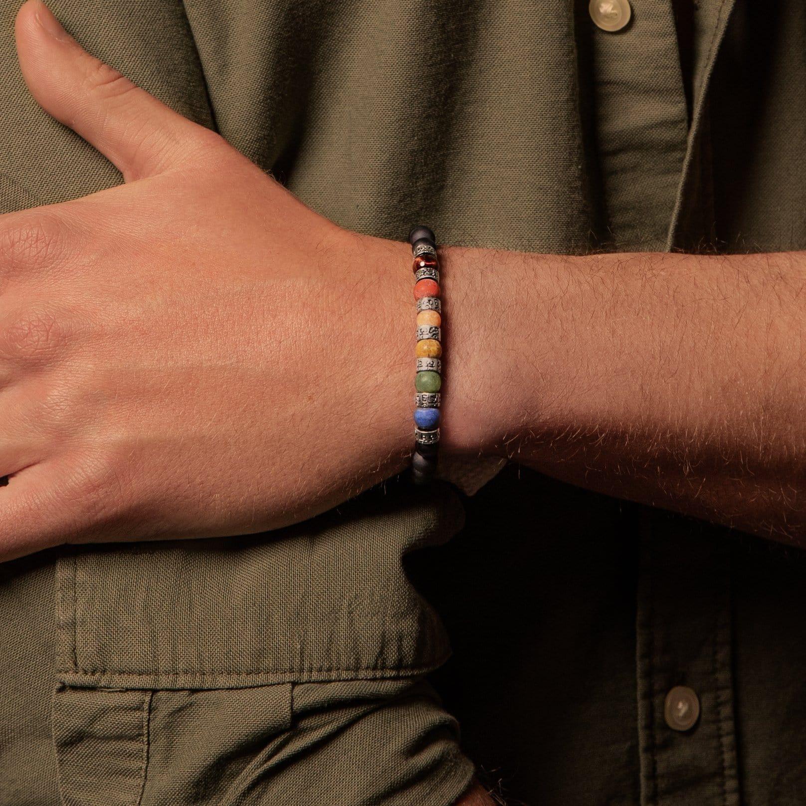 Vigorous Growth Matte Onyx Jasper Chakra Barrel Bracelet - Image 3