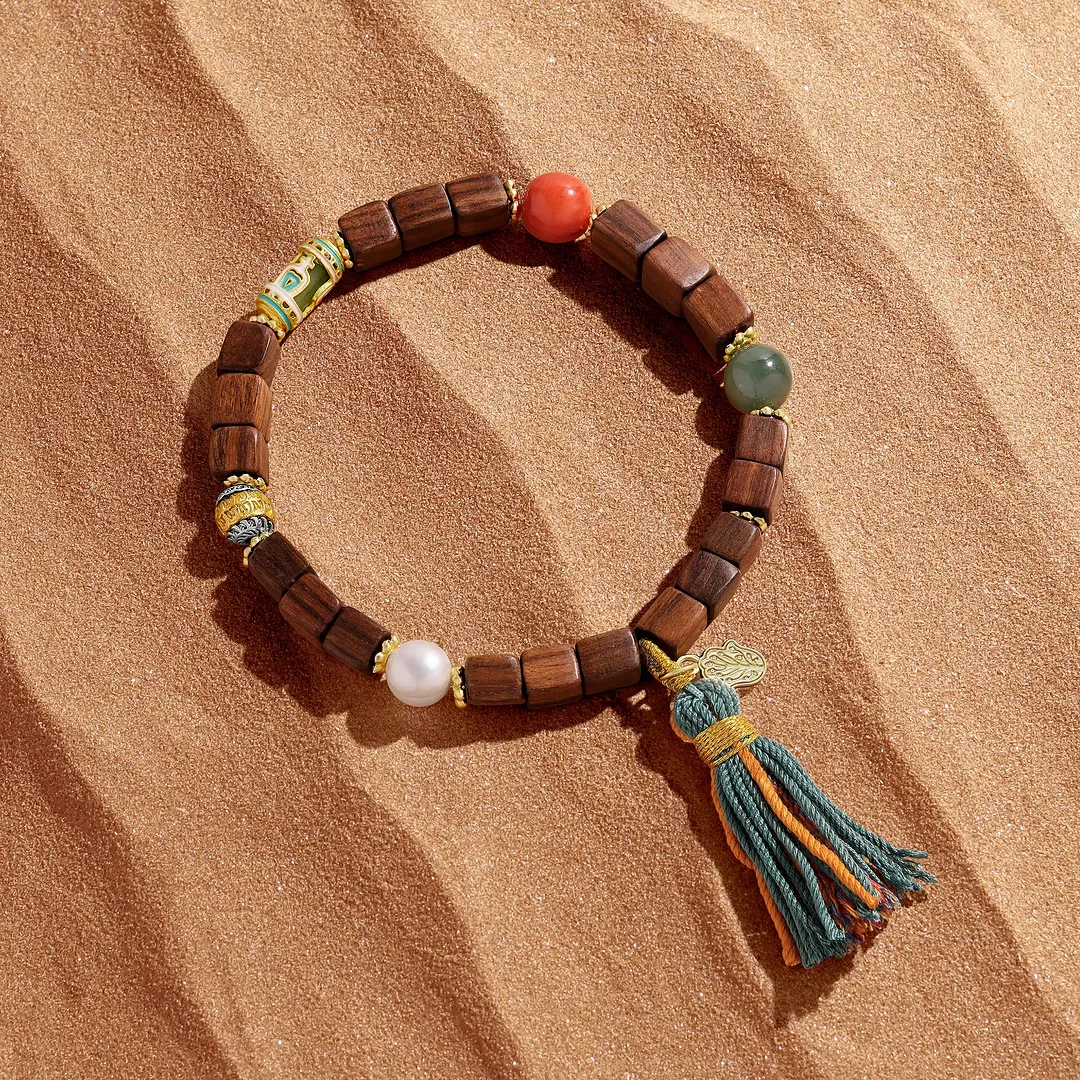 Vital Balance Wood Jade Coral Bracelet